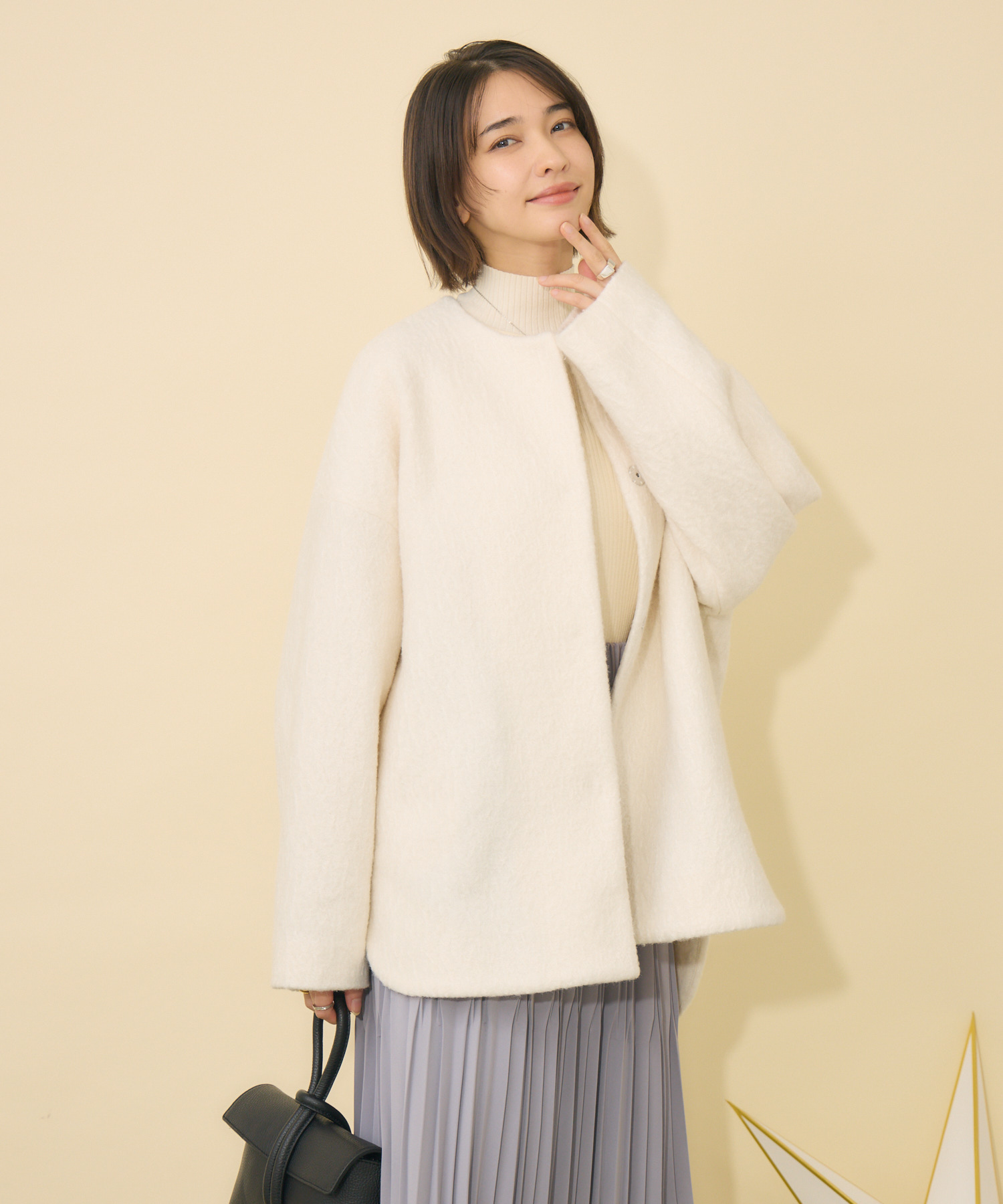 ブークレーノーカラーミドルコート | IKG crossing