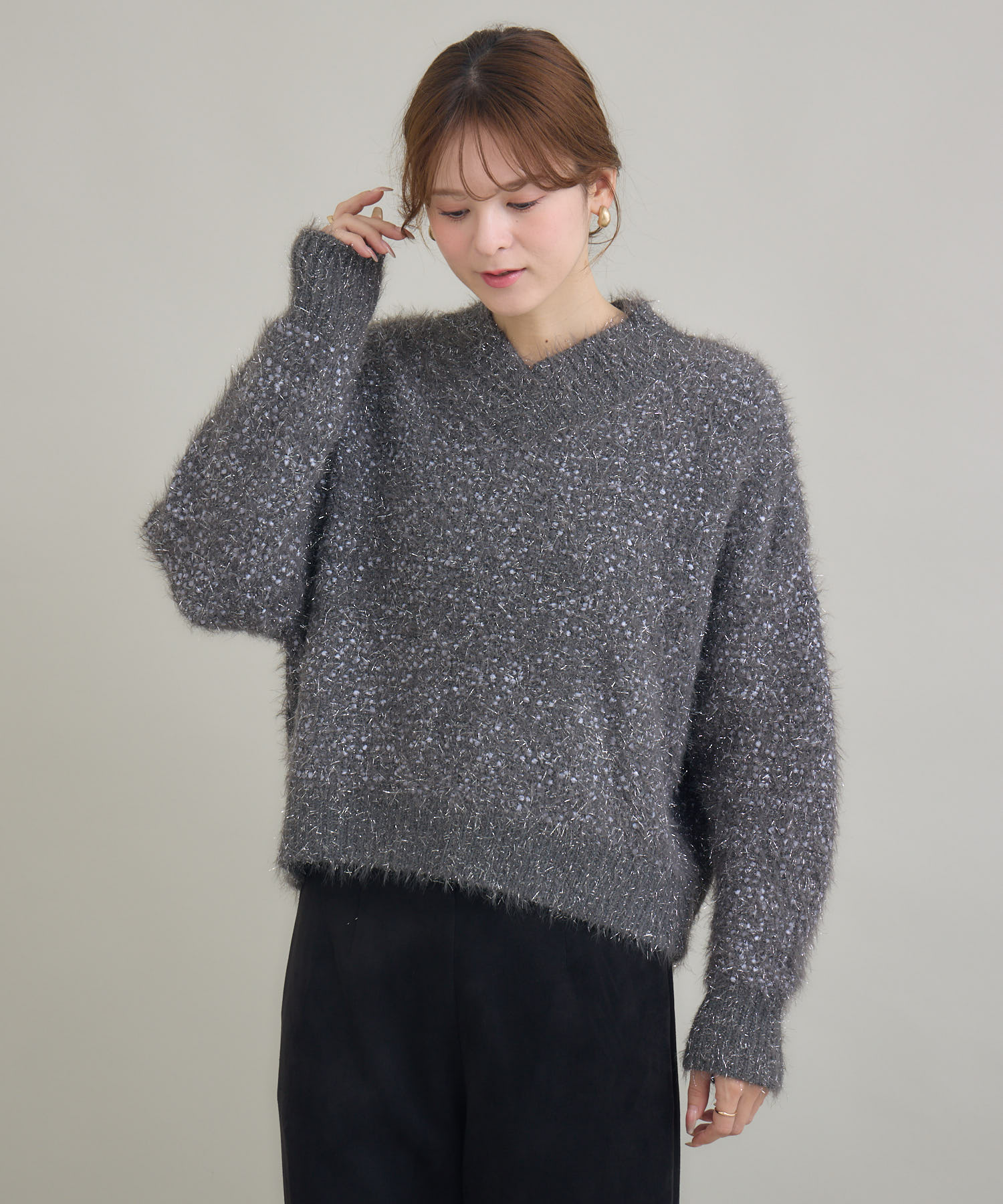 ラメフェザーネップVプルオーバー / KATHARINE ROSS | IKG crossing