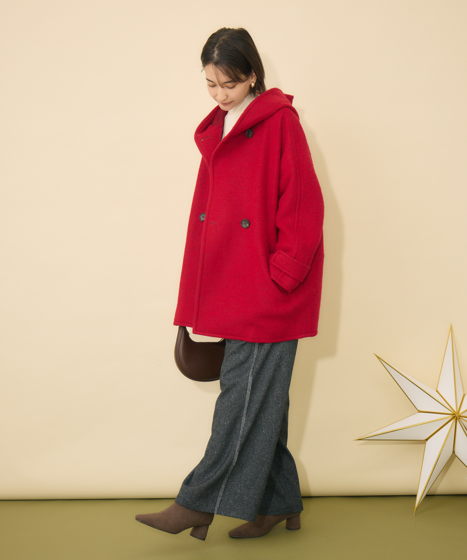 軽暖アウター】カシュクール衿スライバーコート / KATHARINE ROSS