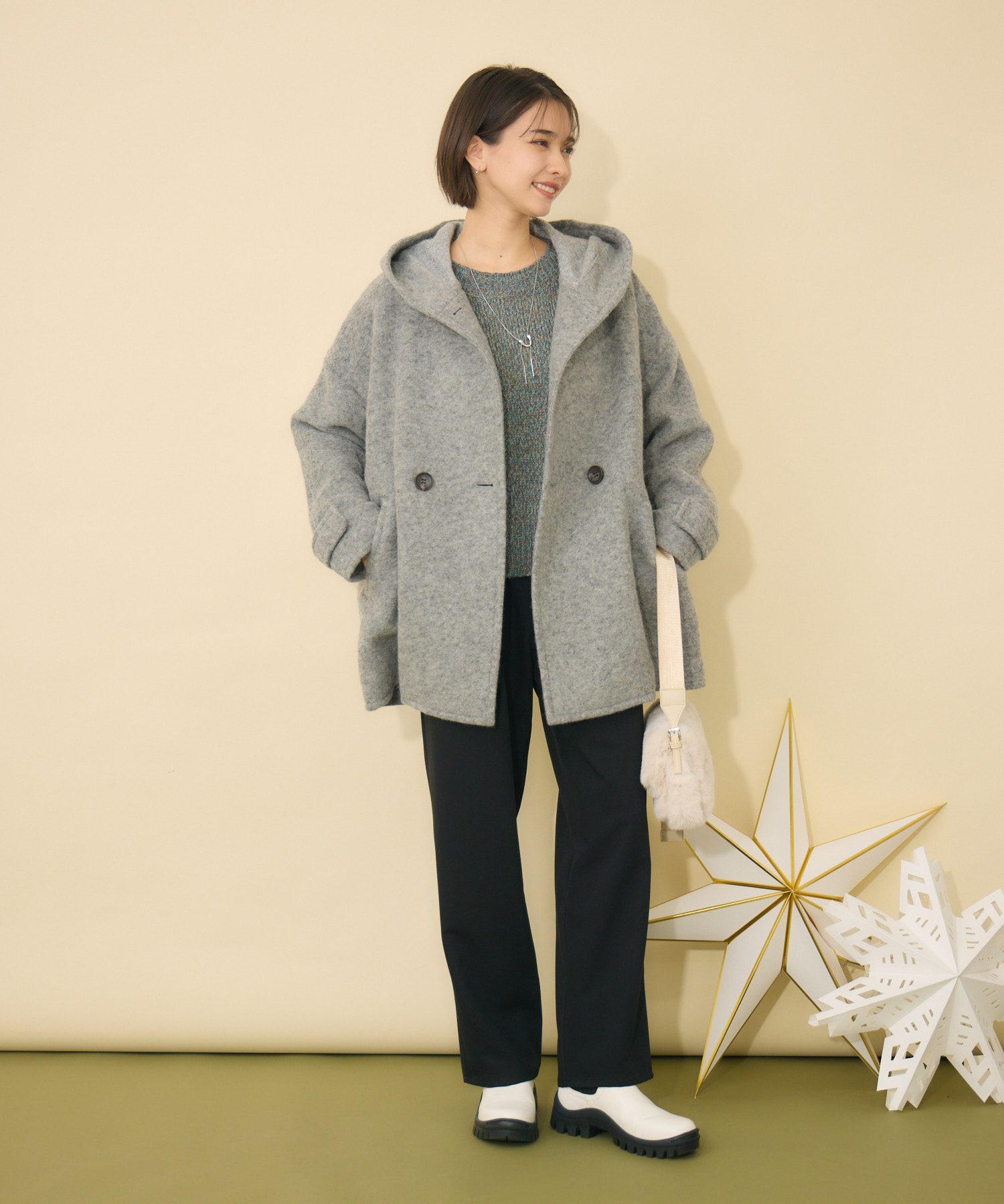 軽暖アウター】カシュクール衿スライバーコート / KATHARINE ROSS