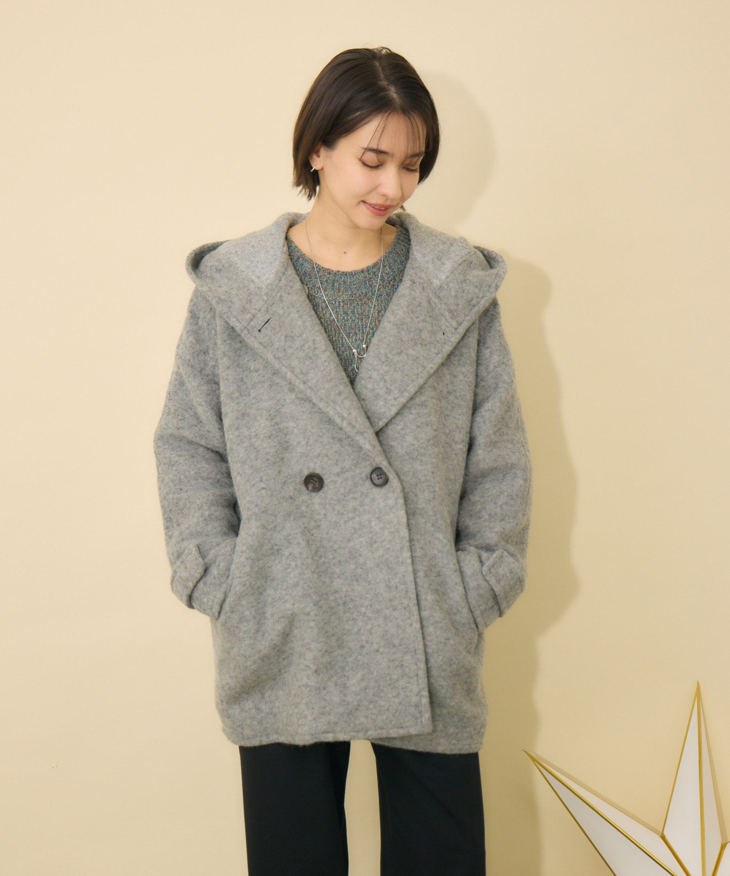 極美品✨エポカ　エミラーノミラノリブニットコート　カシュクール　グレー　40 八田エミリ | GRLで買ったこのコート、4000円くらいだったんだけど高