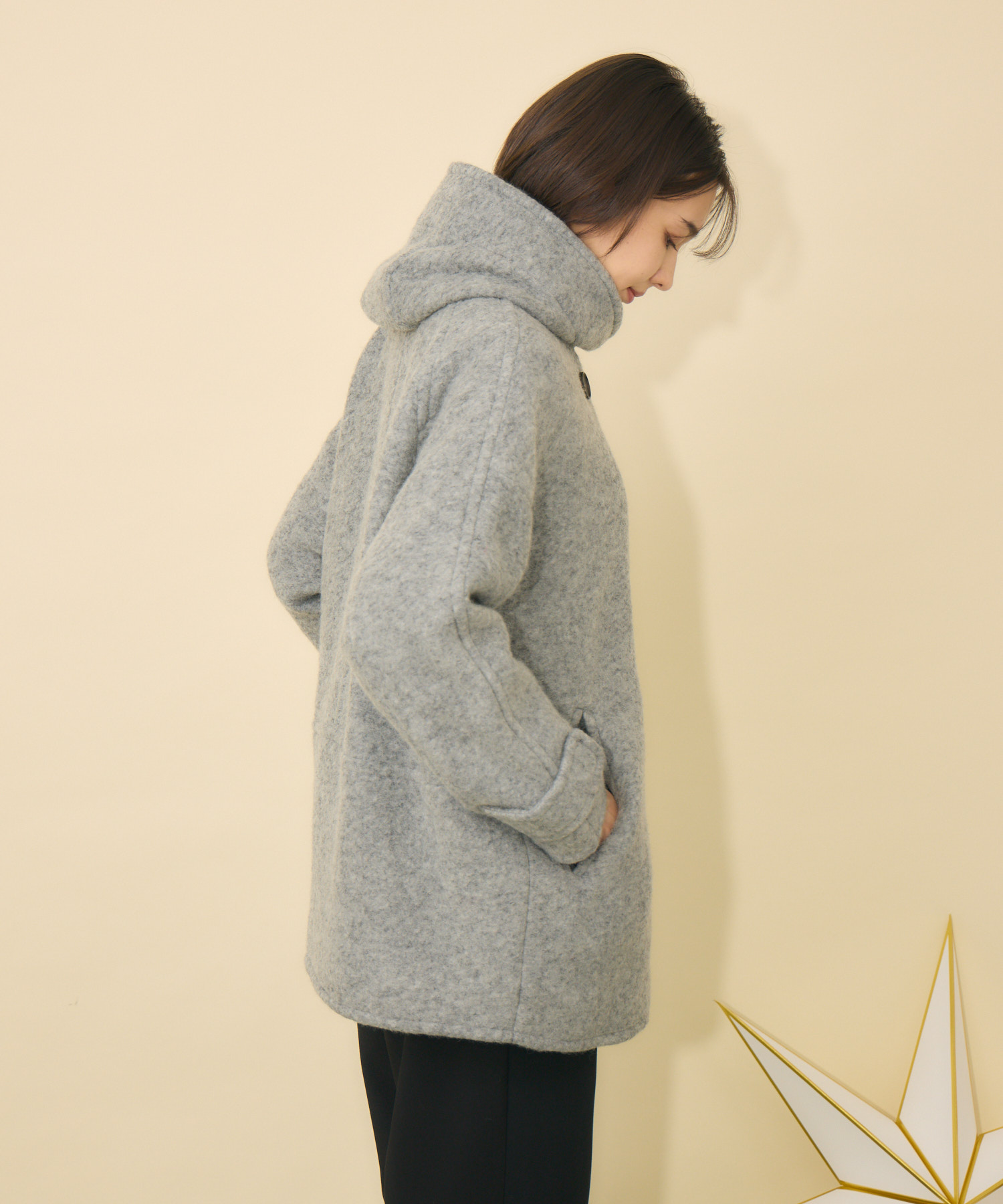 軽暖アウター】カシュクール衿スライバーコート / KATHARINE ROSS