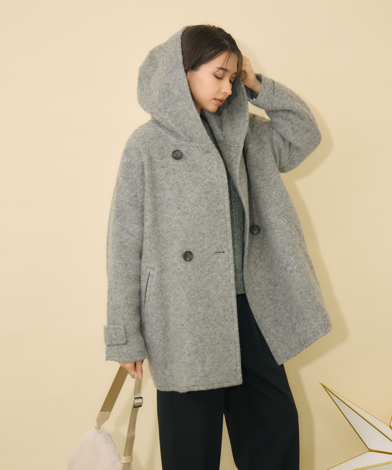 軽暖アウター】カシュクール衿スライバーコート / KATHARINE ROSS