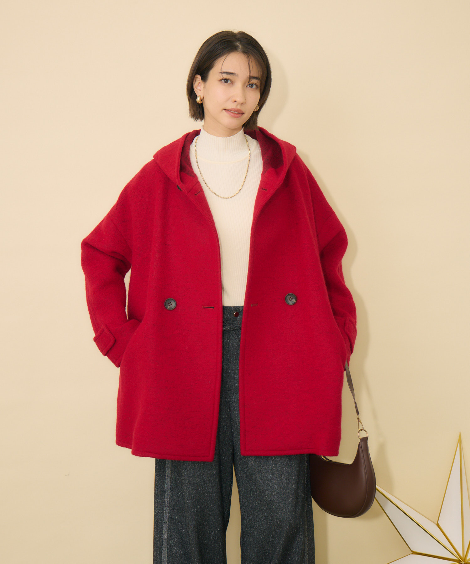 軽暖アウター】カシュクール衿スライバーコート / KATHARINE ROSS