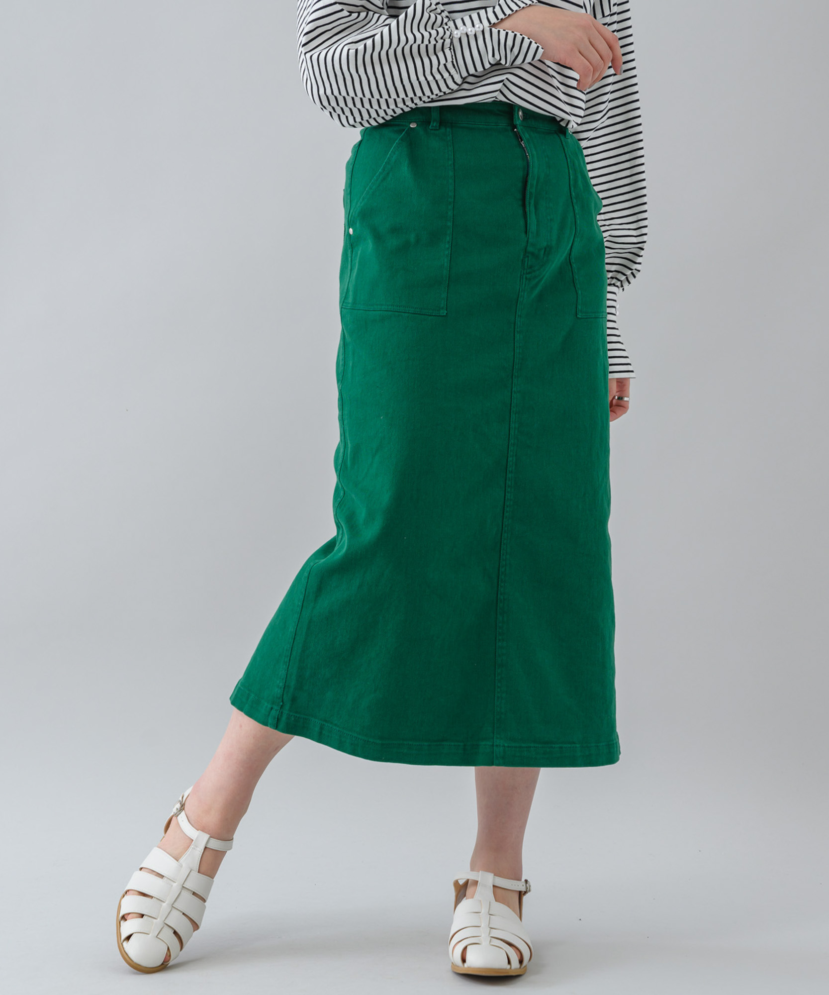 マシンウォッシャブル カラーストレッチデニムスカート Ikg Crossing