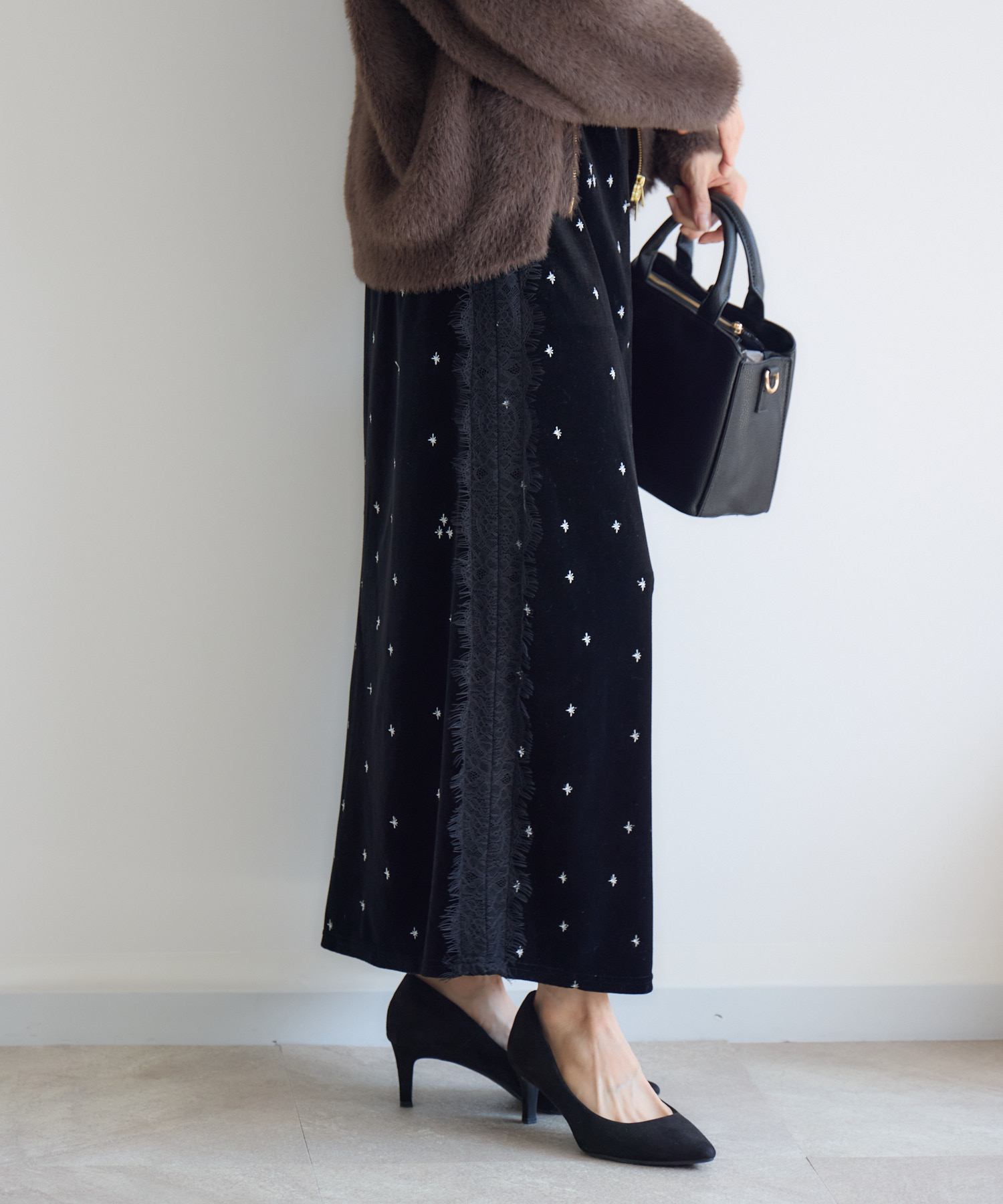 刺繍ベロアレースナロースカ―ト / Pillini | IKG crossing