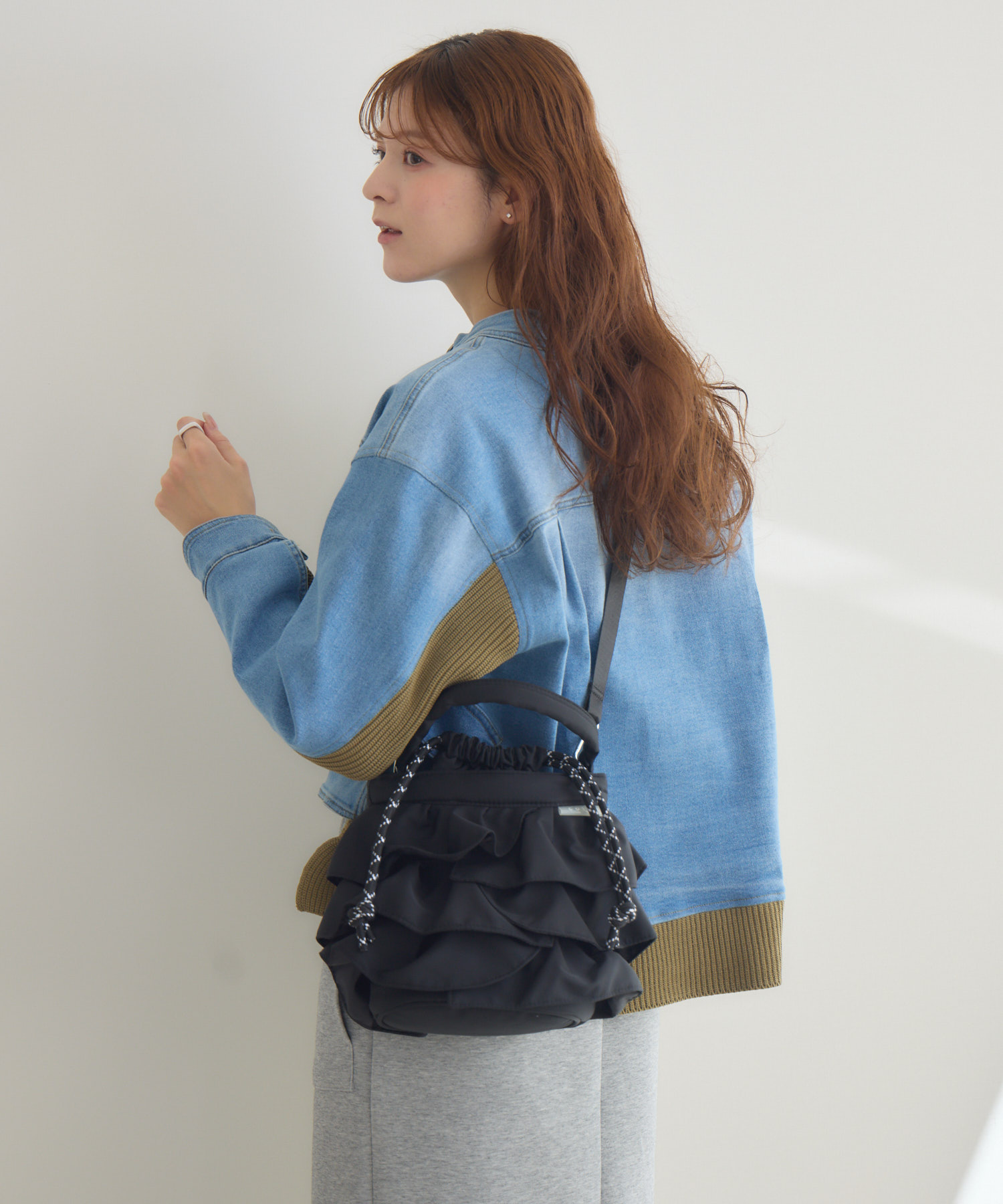 フリル巾着ショルダーバッグ　ジョリーフルール　アリスパーティー　ナイトブラック REAL STYLE aristella アリステラ ショルダーバッグ レディース e.e.p