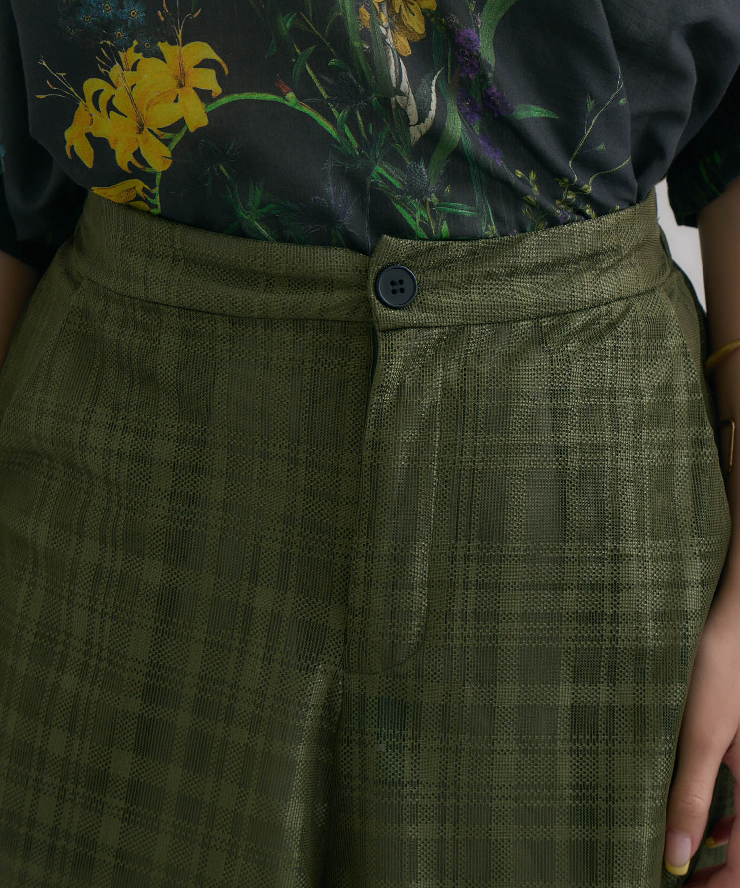 透かしチェック柄ワイドパンツ | IKG crossing 