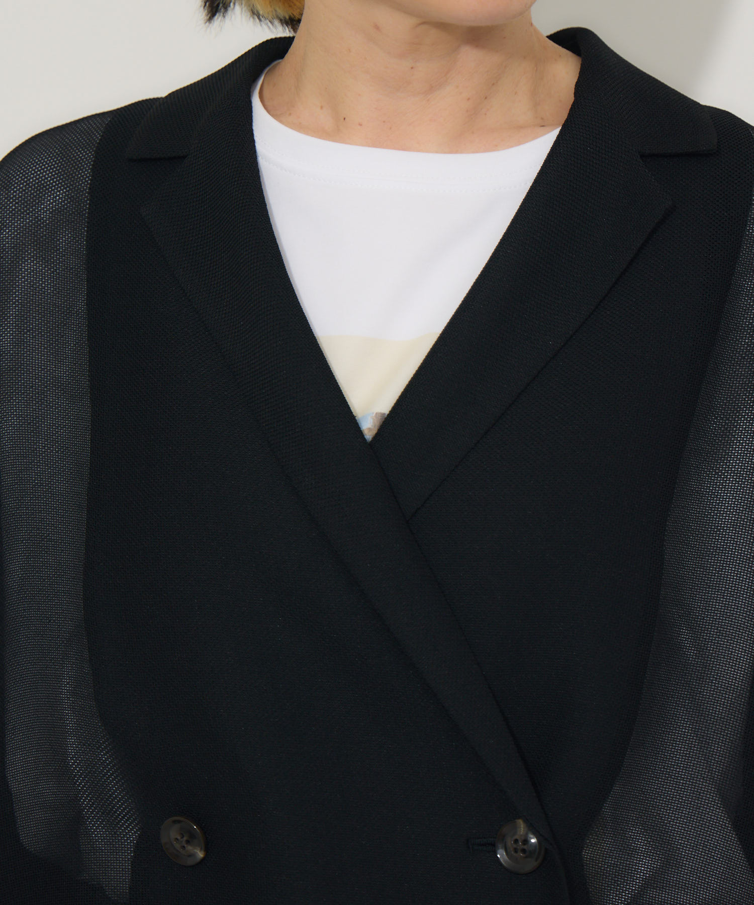 ディニテコリエ メッシュドルマンシャツジャケット ブラック Dignite Collier ドルマンシャツジャケット | IKG crossing