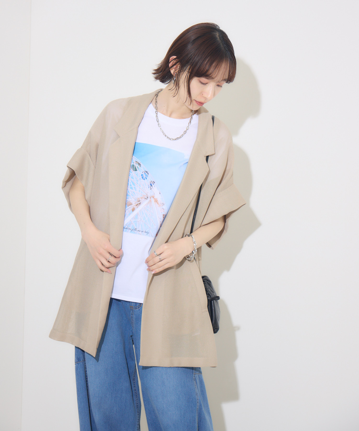 残りわずか】Dignite Collier メッシュ半袖ジャケット | IKG crossing