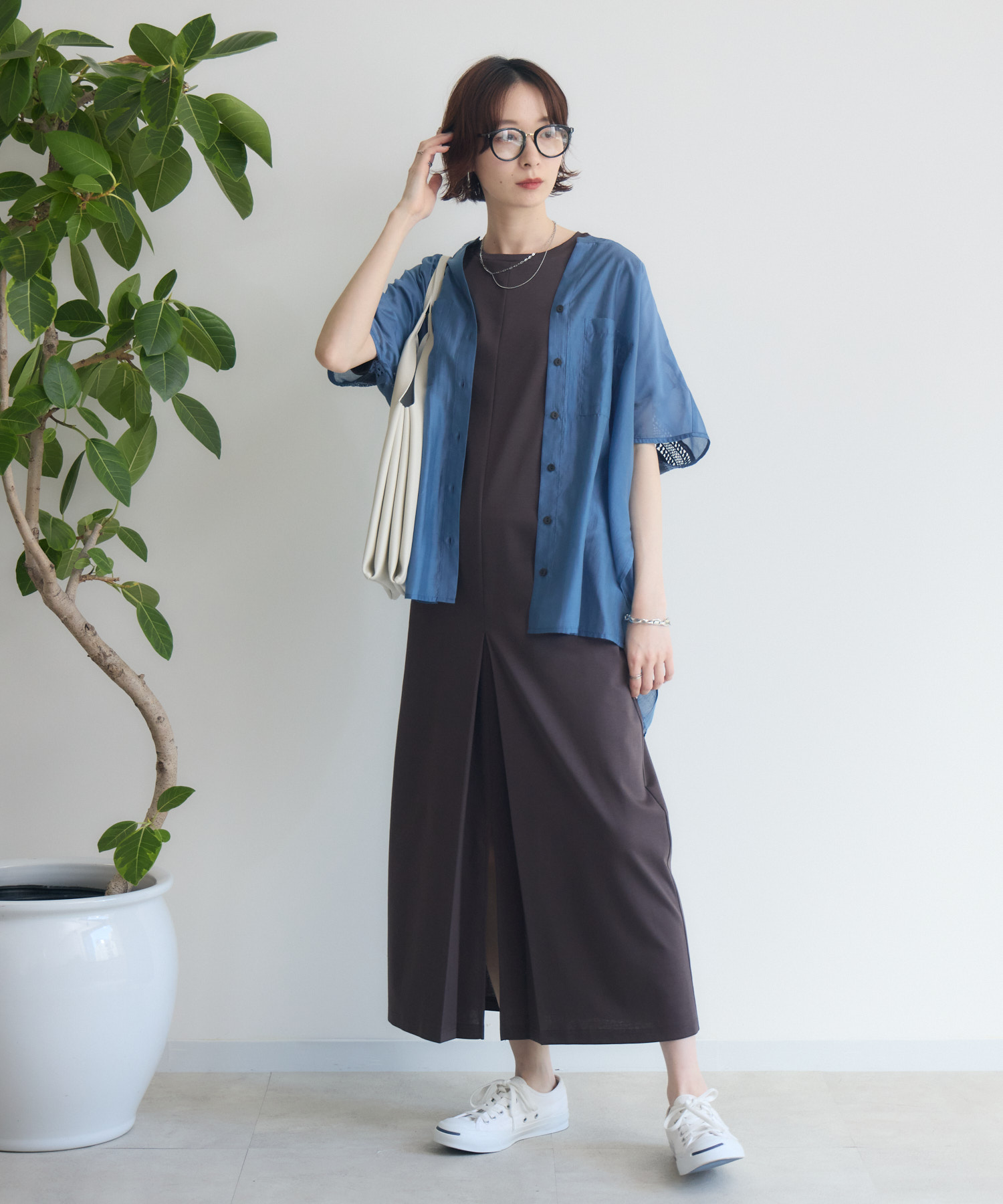 ワンウォッシュ　バックタッグベスト cloche ポンチ素材ボックスタックワンピース | IKG crossing