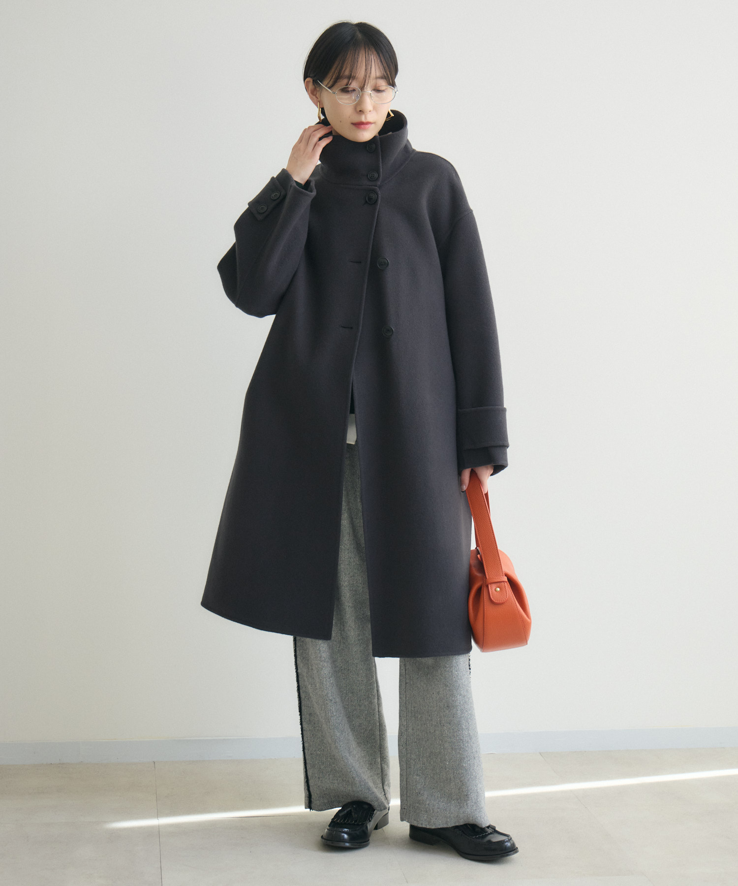 ふじ新品未使用品　ボンポワン　ウールコート　サイズ8 cloche スタンドカラーウールコート | IKG crossing