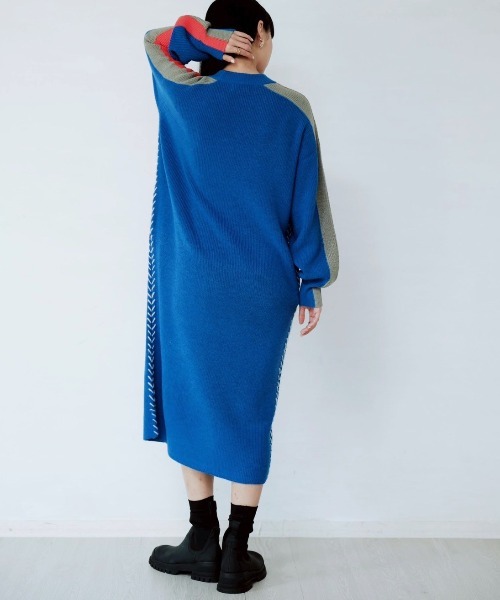 HCAE コントラストスリーブニットドレス | IKG crossing