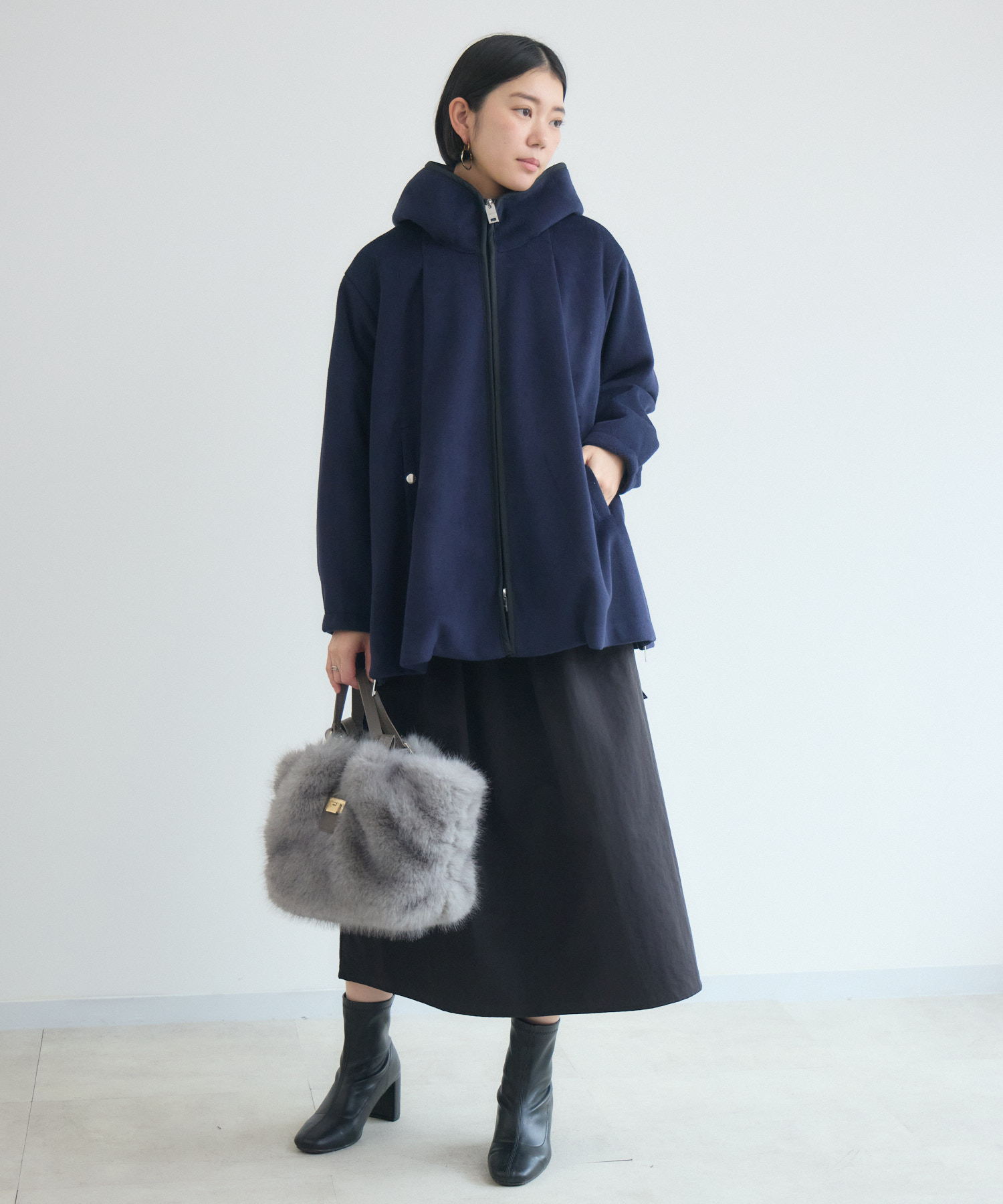 みょん 1％ ZIPポンチョ風コート | IKG crossing