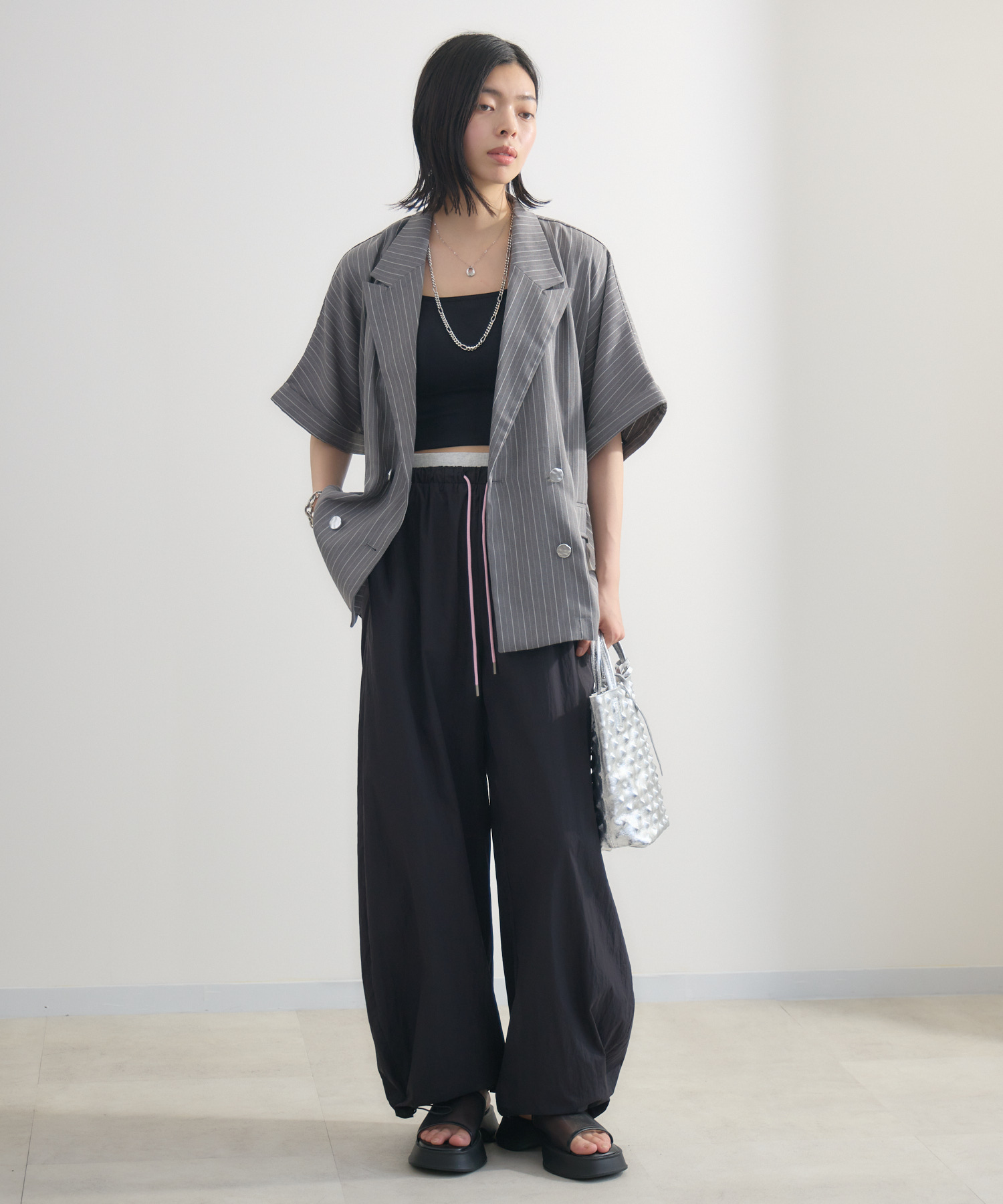 ダブルウエストシャカシャカワイドパンツ | IKG crossing