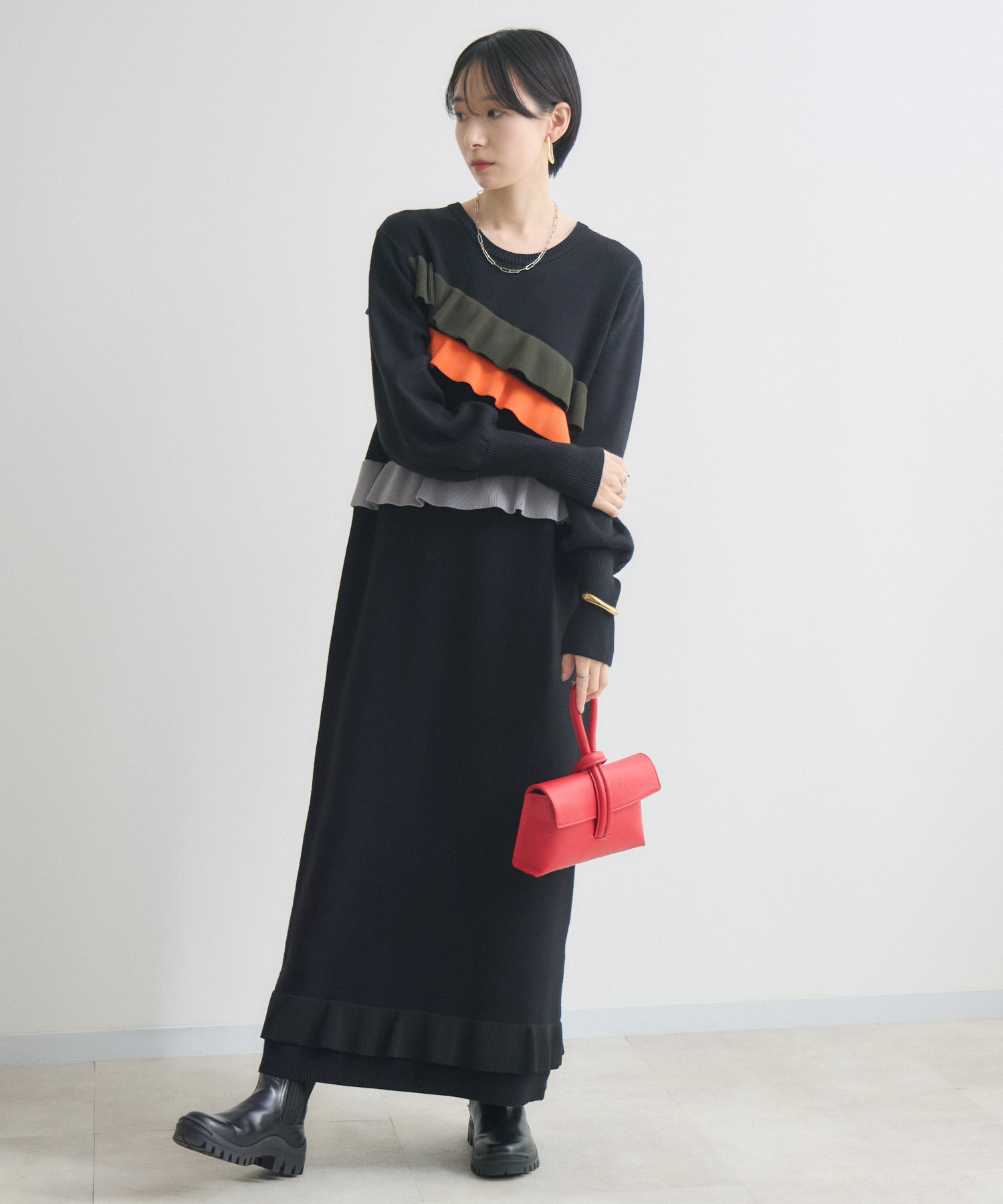 doll up oops 配色フリルワンピース | IKG crossing