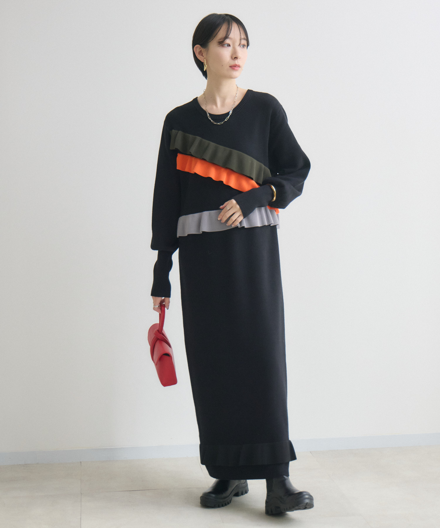 doll up oops 配色フリルワンピース | IKG crossing