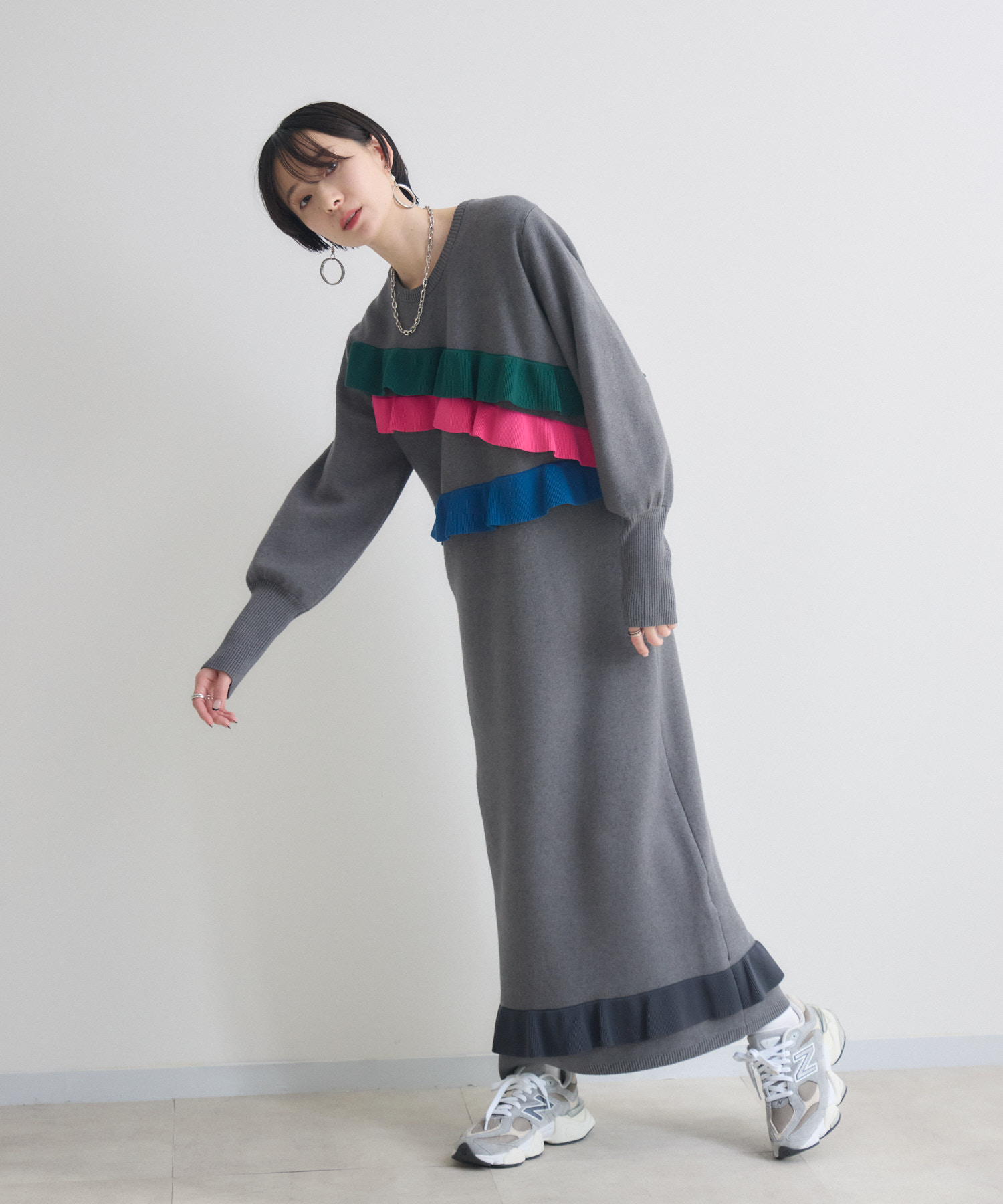 doll up oops 配色フリルワンピース | IKG crossing