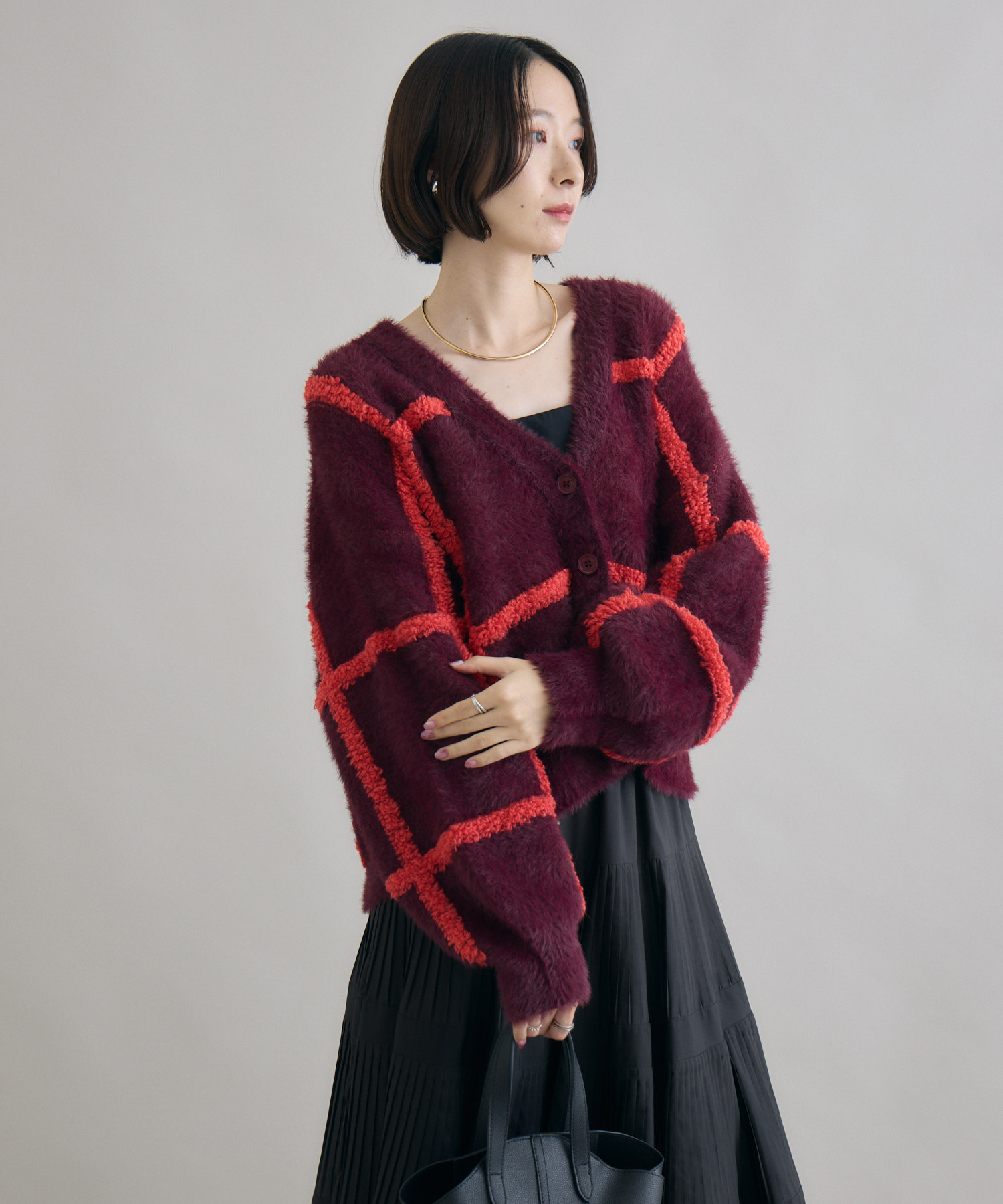 ACUOD by CHANU 赤黒チェック ロングカーディガン ACUOD by CHANU 赤黒チェック ロングカーディガン