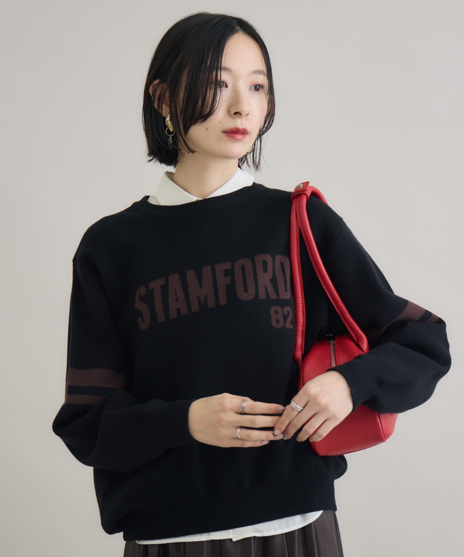 cloche 袖ラインロゴジャガードニット | IKG crossing