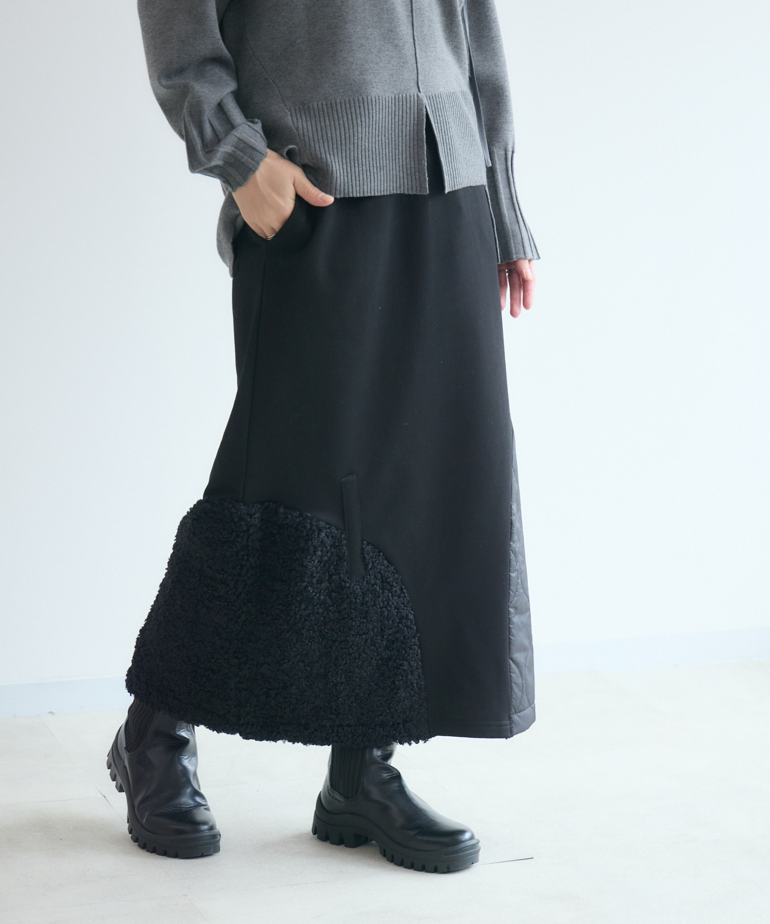 33℃ キルティング×ボア裏毛スカート | IKG crossing