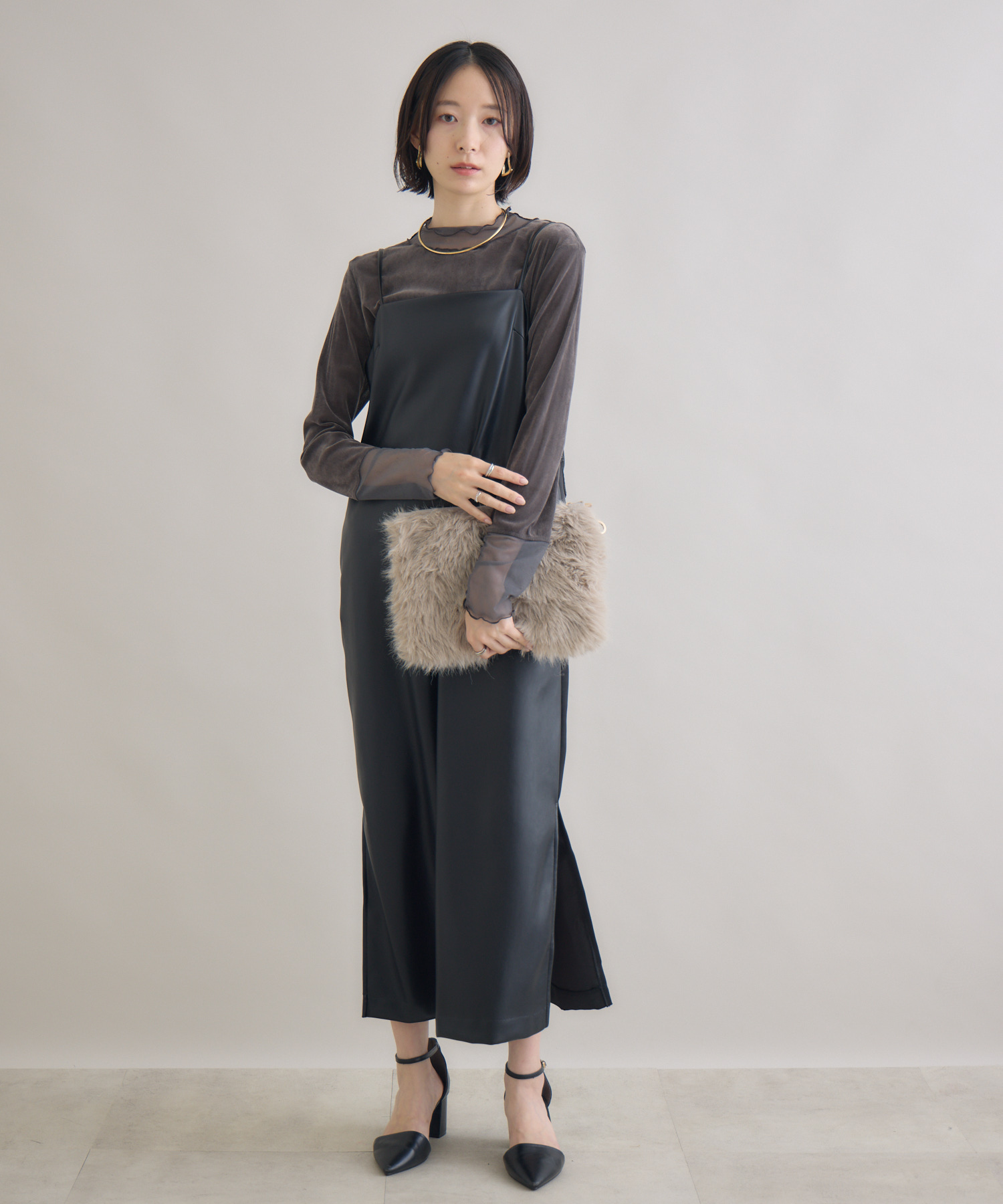 レザーキャミワンピ | IKG crossing