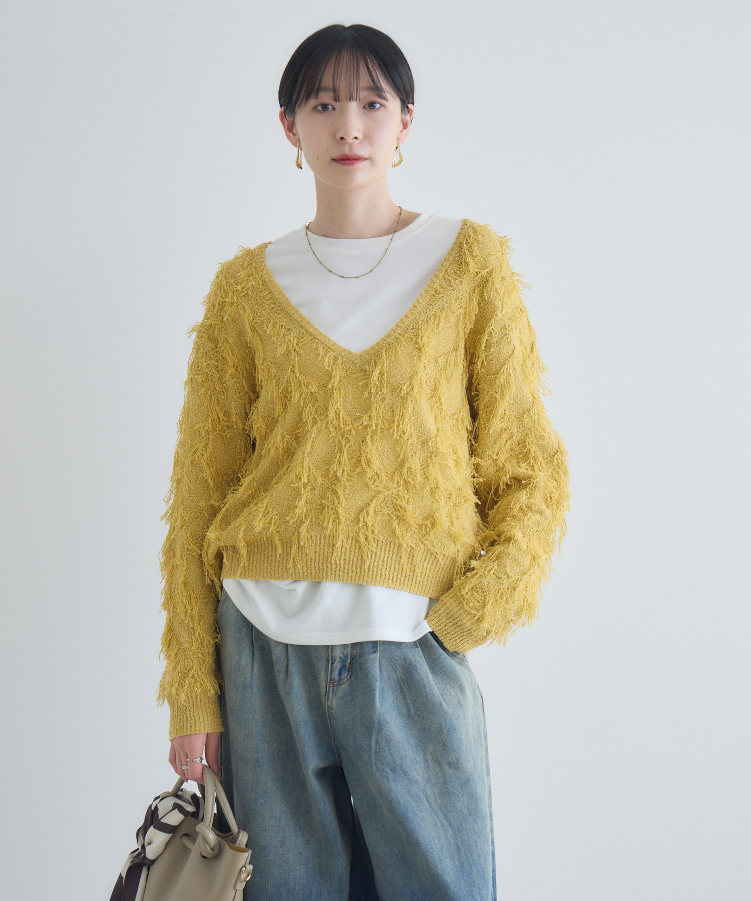 BLAMINK フリンジ ニット イエロー カットソー 36 残りわずか】cloche フリンジニットトップス | IKG crossing