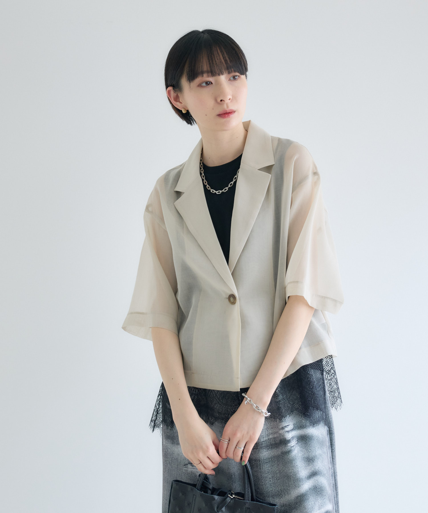 cloche シアー5分袖ジャケット | IKG crossing
