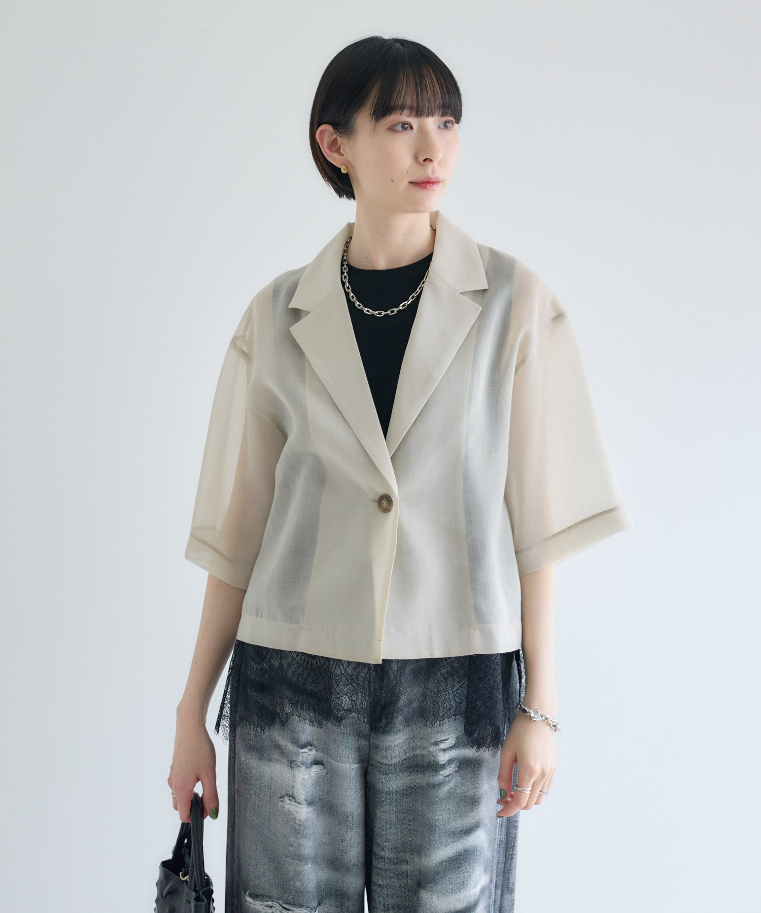 cloche シアー5分袖ジャケット | IKG crossing
