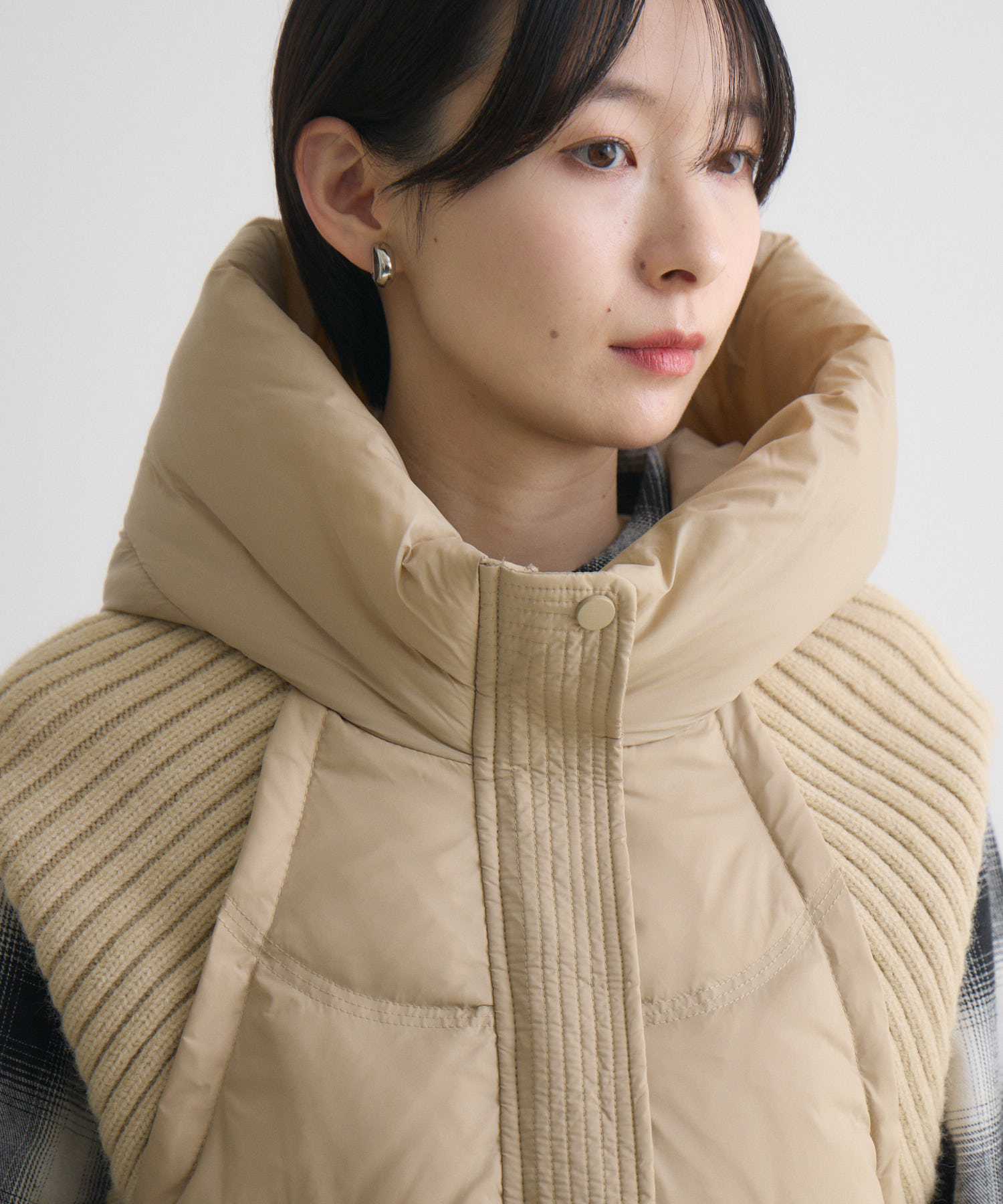 ニットドッキング ダウンベスト新品✨(kusukusu) kusukusu select】ニットドッキング中綿ベスト | selectshop kus