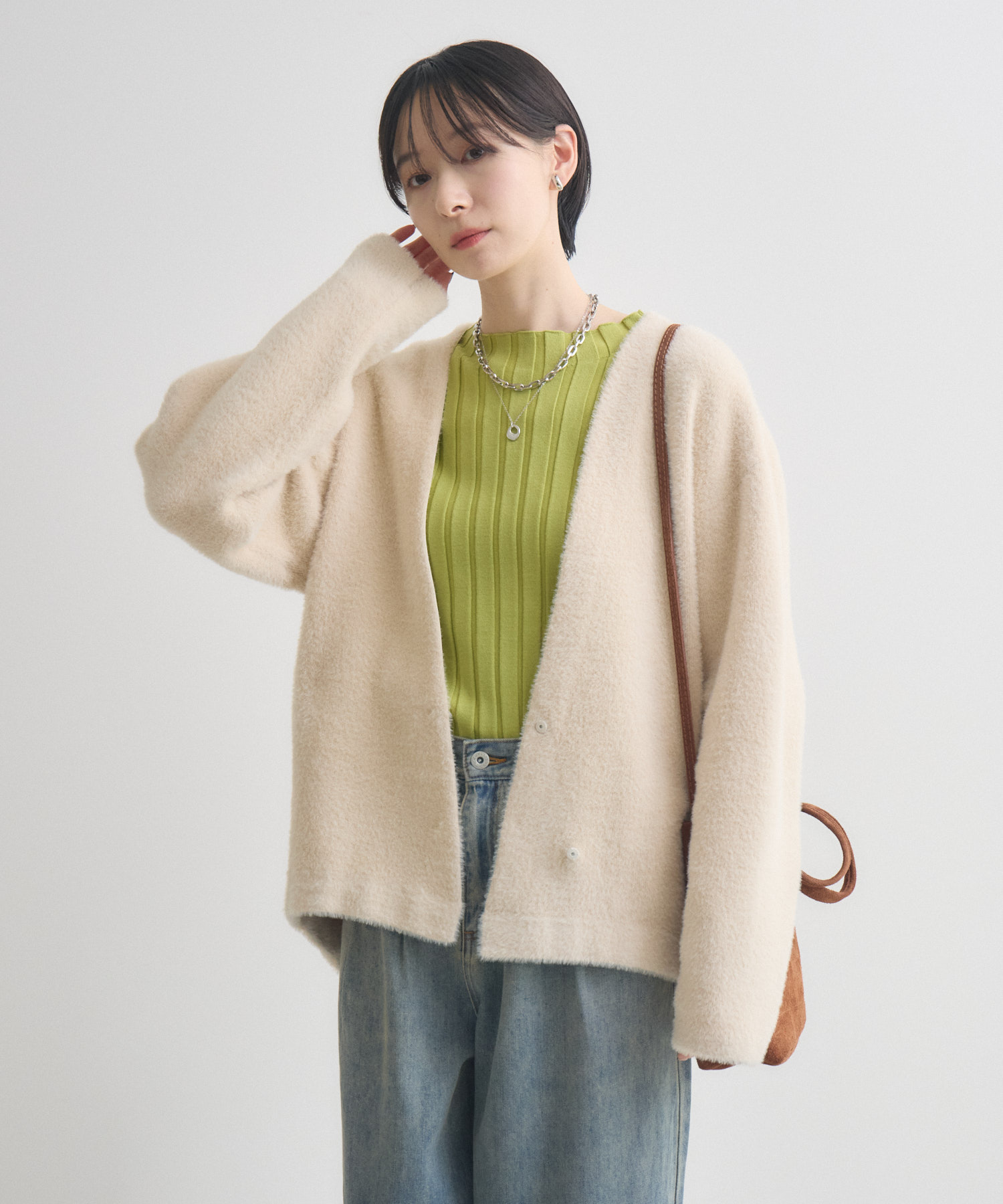 ☆週末限定値下げ☆ 15000円→13800円phingerin似カーディガン フェザーヤーンカーデイガン | IKG crossing