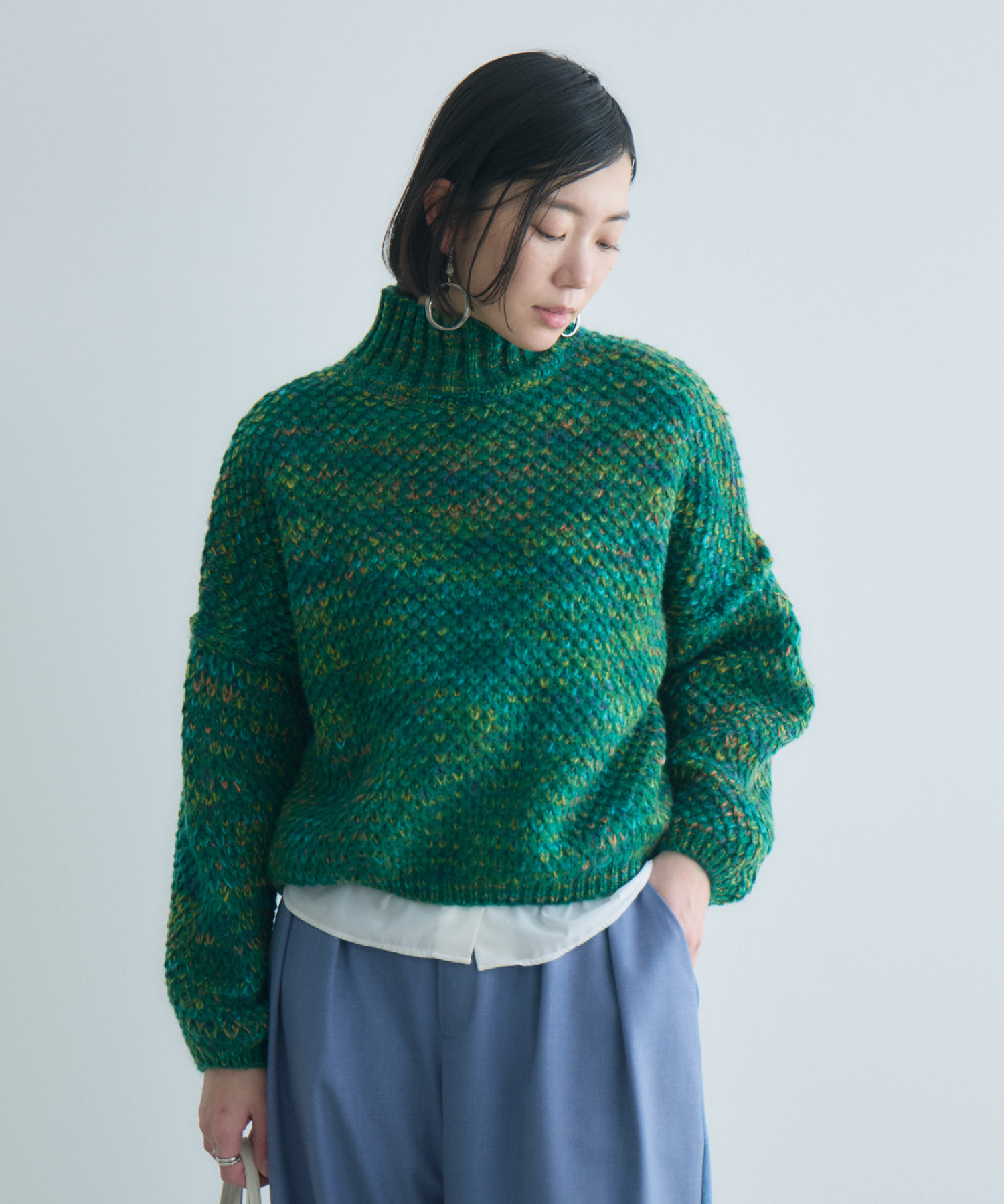 ROSIEE MIXヤーンハイネックニット | IKG crossing