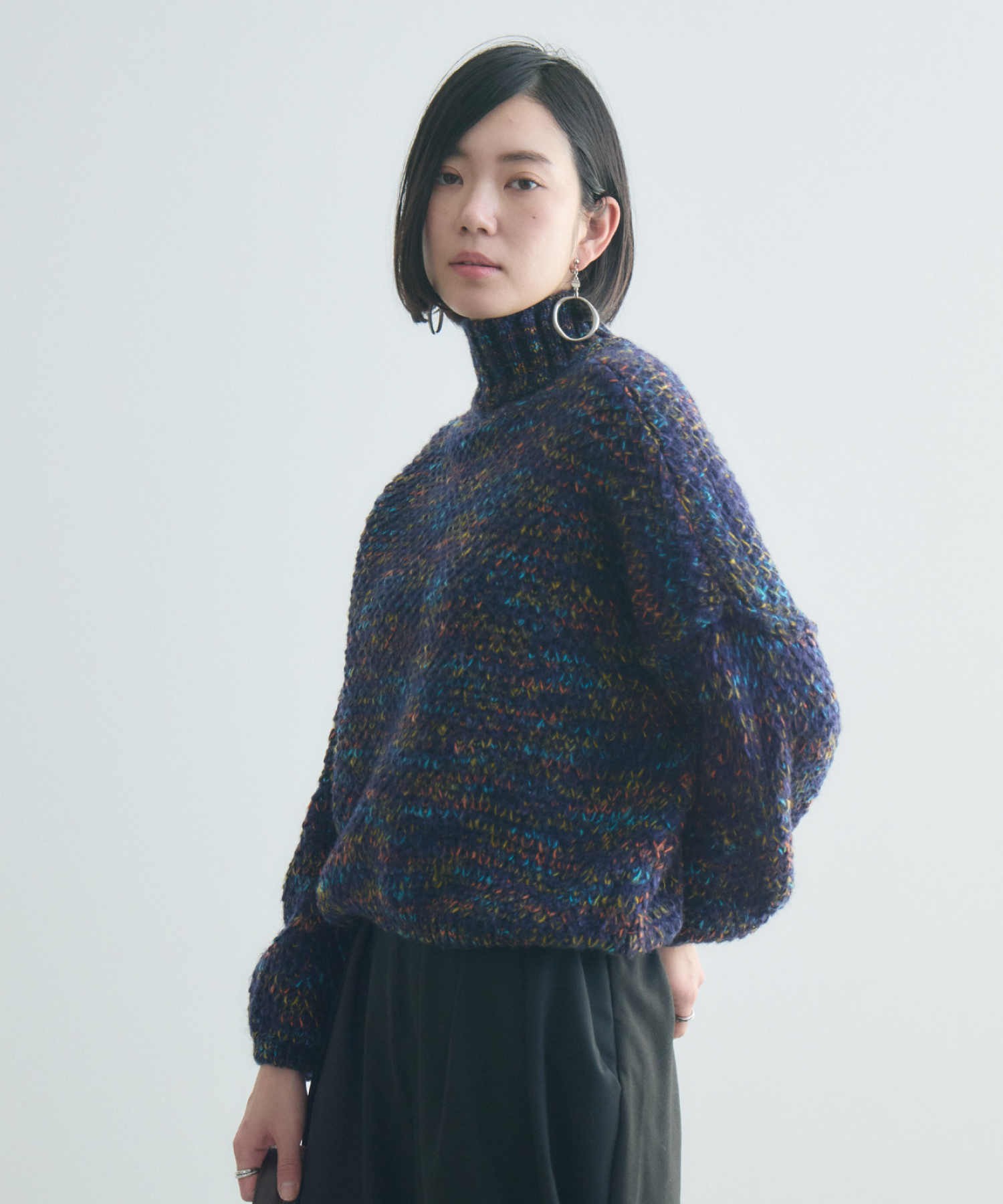 ROSIEE MIXヤーンハイネックニット | IKG crossing