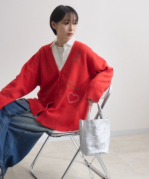 ROSIEE レタリング刺繍ニットカーディガン | IKG crossing