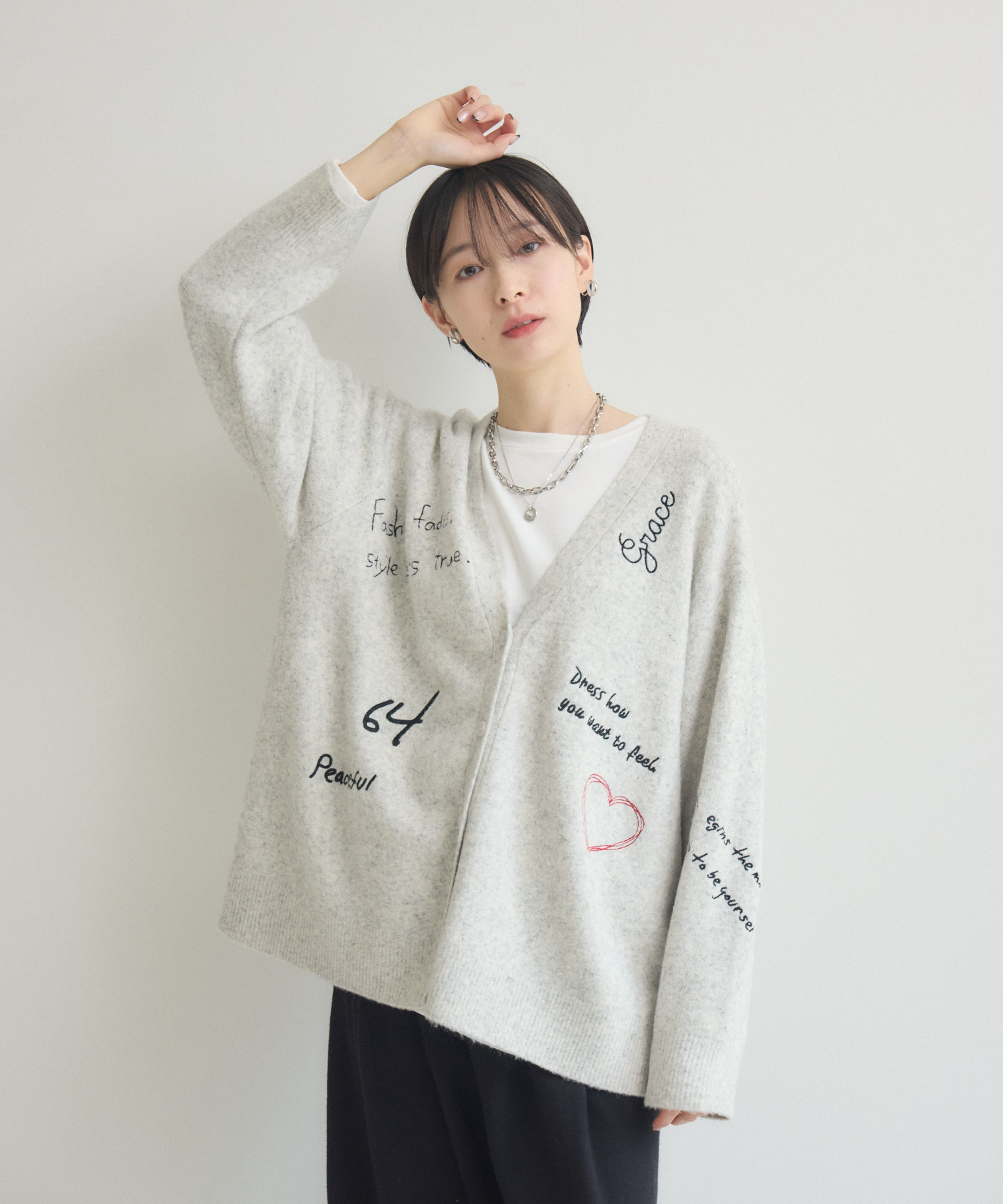 【極美品 L】ステューシー 刺繍 タブロゴ ルーズゲージ カーディガン. She's Closet カーディガン 長袖ショート丈コード刺繍ダブルジップ