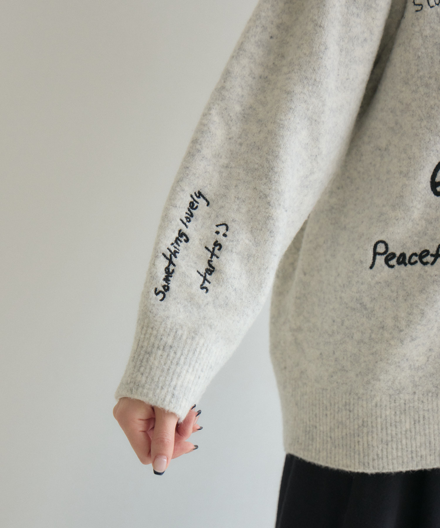 ROSIEE レタリング刺繍ニットカーディガン | IKG crossing