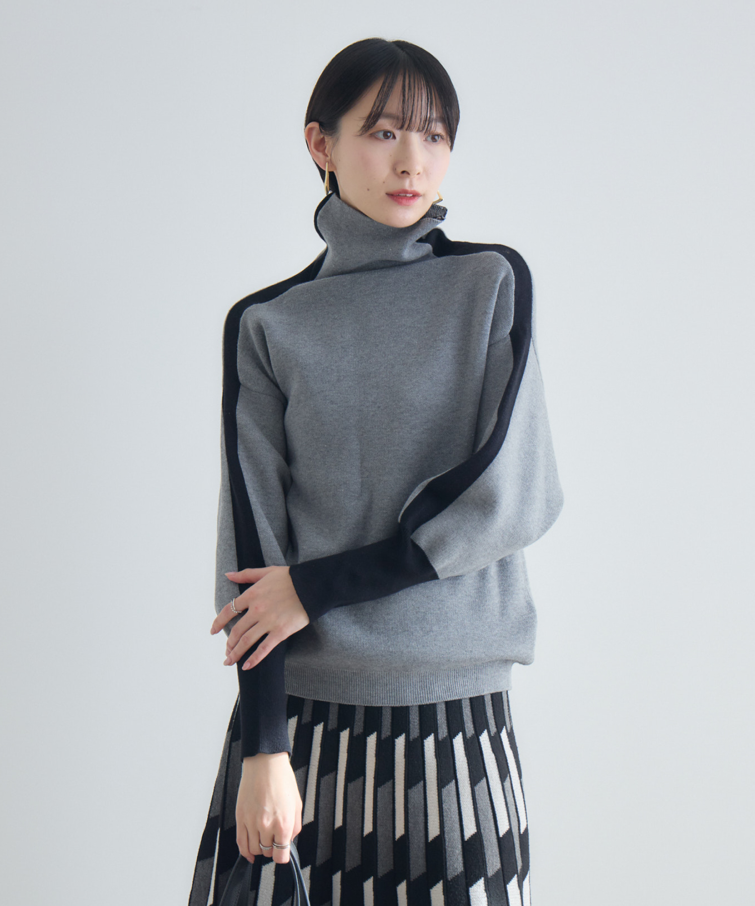 かつき着用　WOKE EDGE ナンバリングニット 69 FOX混アゼコンビボートネックニット/le.coeur blanc(ルクールブラン