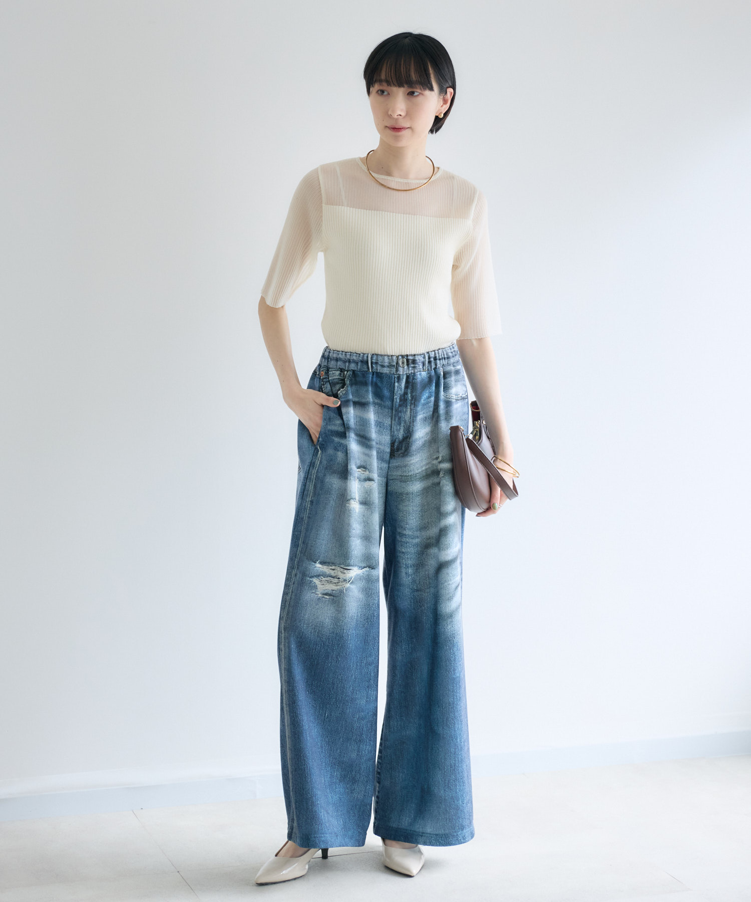 残りわずか】cloche シアーリブニットトップス | IKG crossing