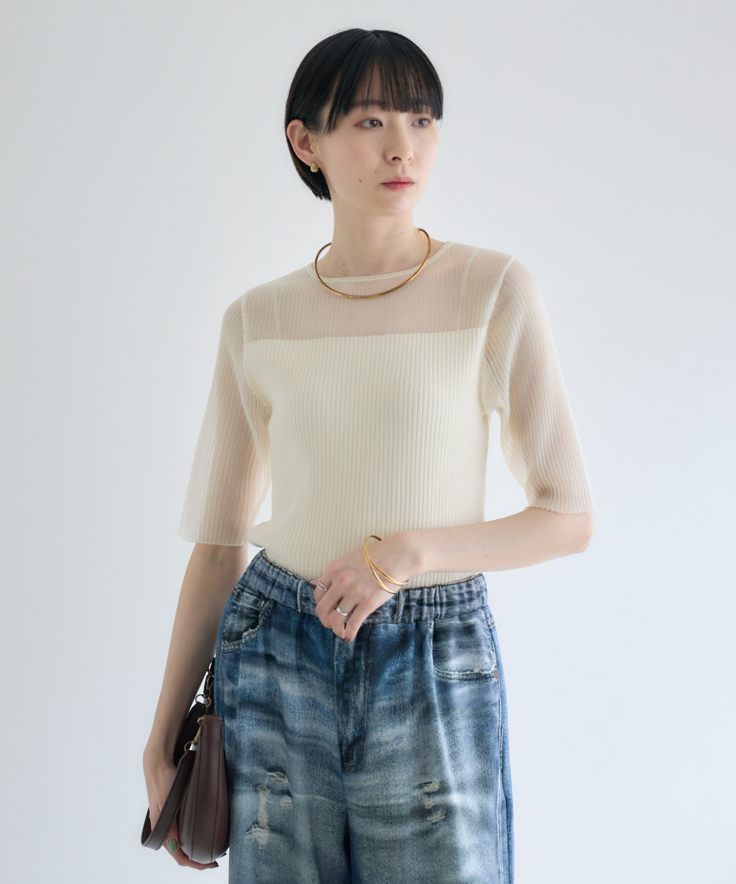 残りわずか】cloche シアーリブニットトップス | IKG crossing