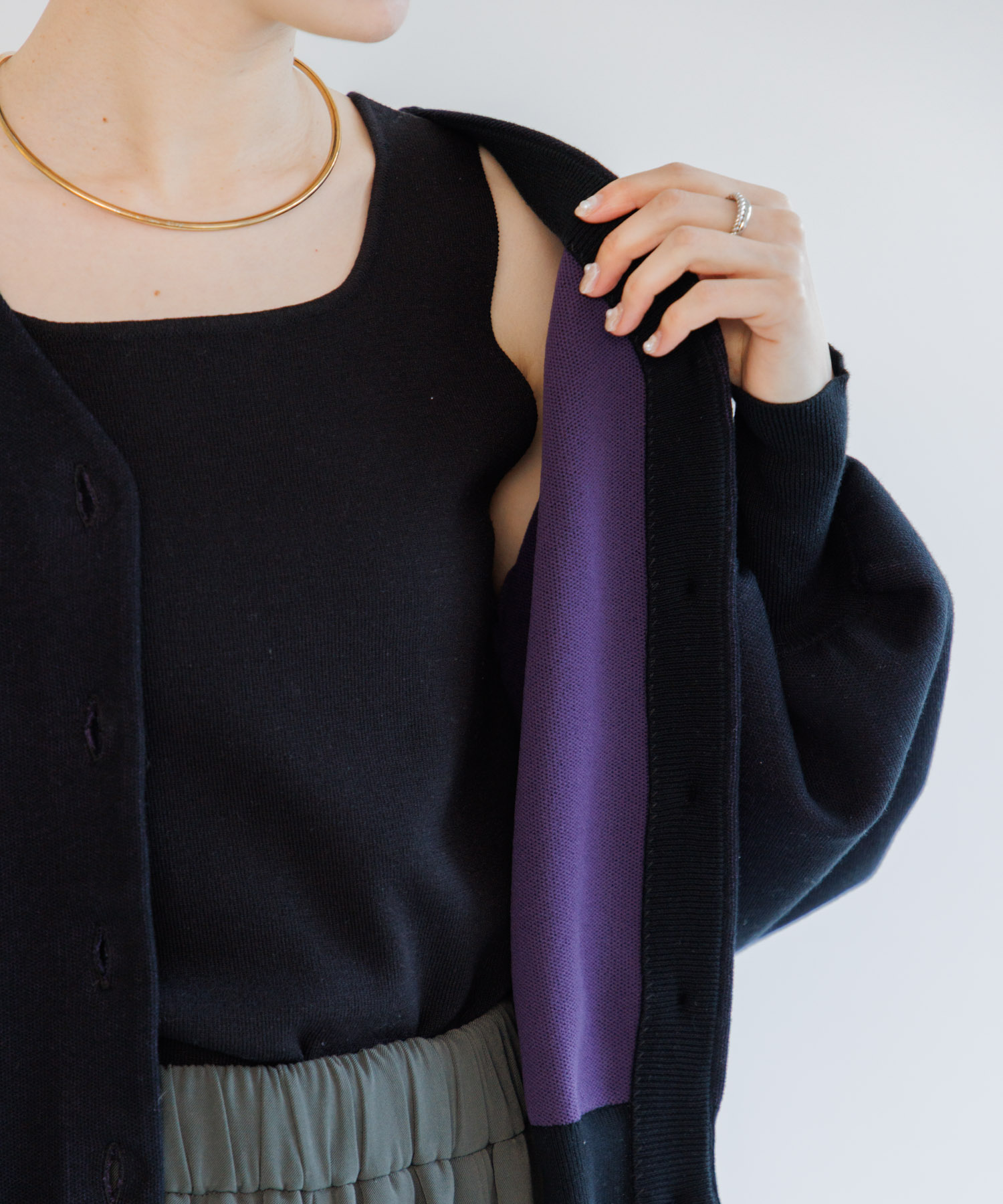 lilimeek◇カーディガン◆2way knit cardigan◇パープル allureville（アルアバイル） カーディガン ビッグケーブルハンド
