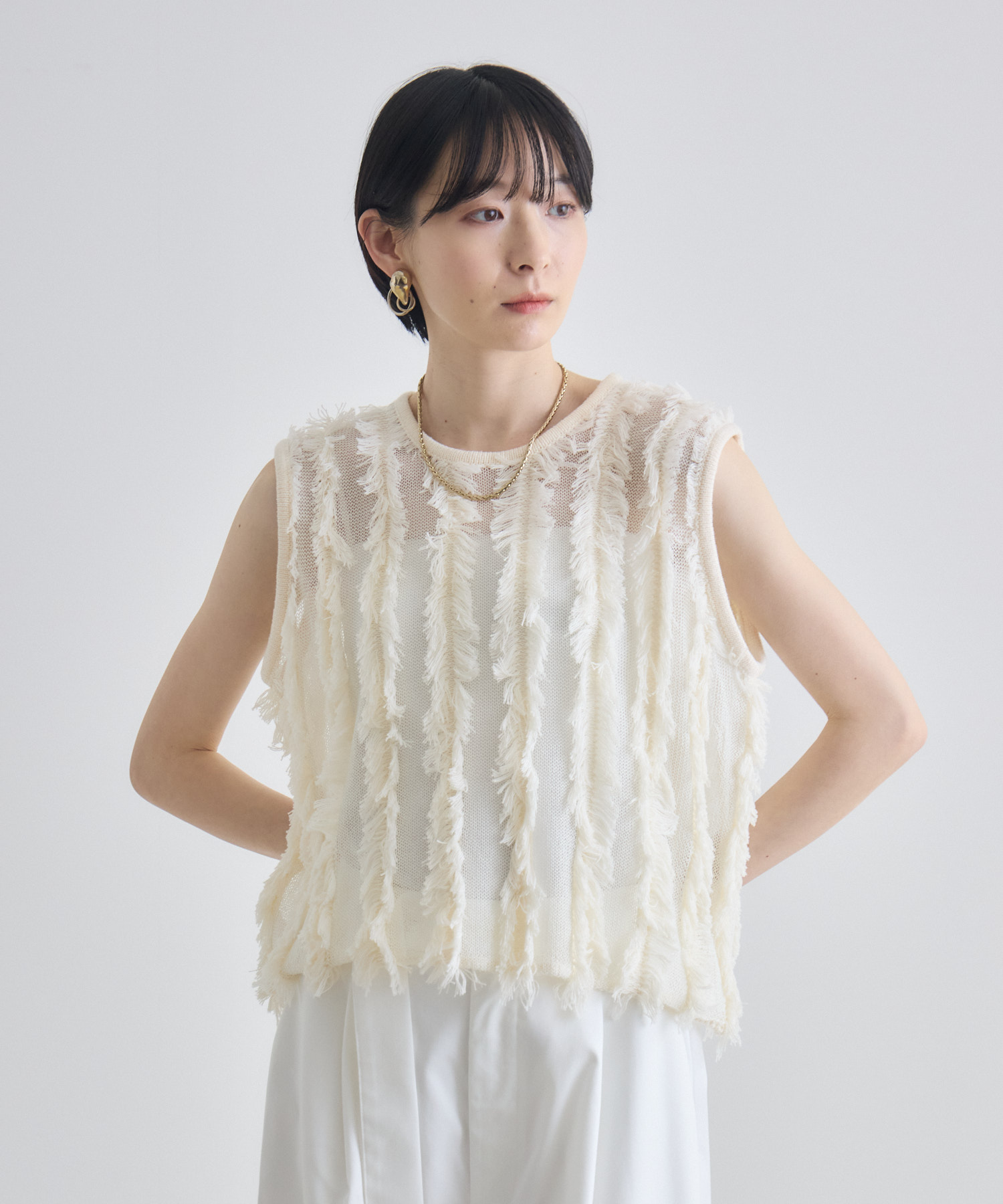 LILLY LYNQUE ニットフリンジベスト | IKG crossing