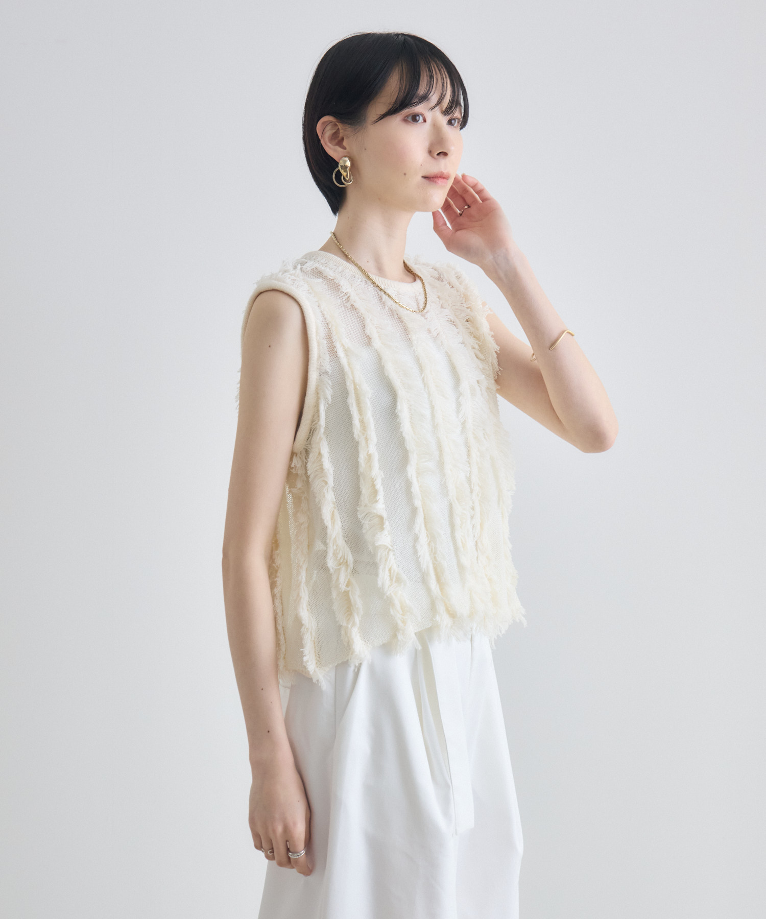 LILLY LYNQUE ニットフリンジベスト | IKG crossing