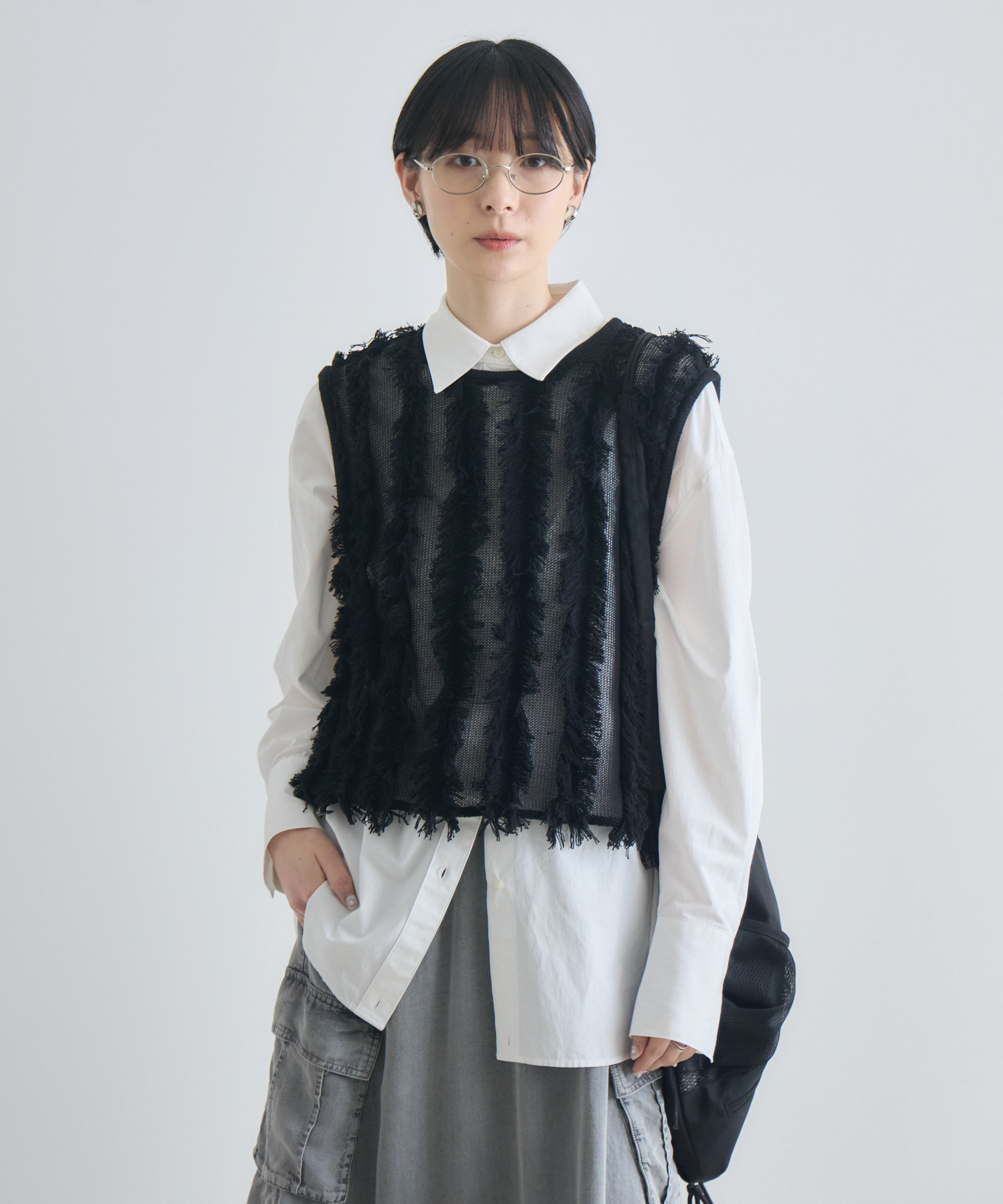HYKE フリンジベスト HYKE(ハイク)】 WOOL RIBBED SWEATER TOP WITH FRINGE｜PARIGOT ONLINE