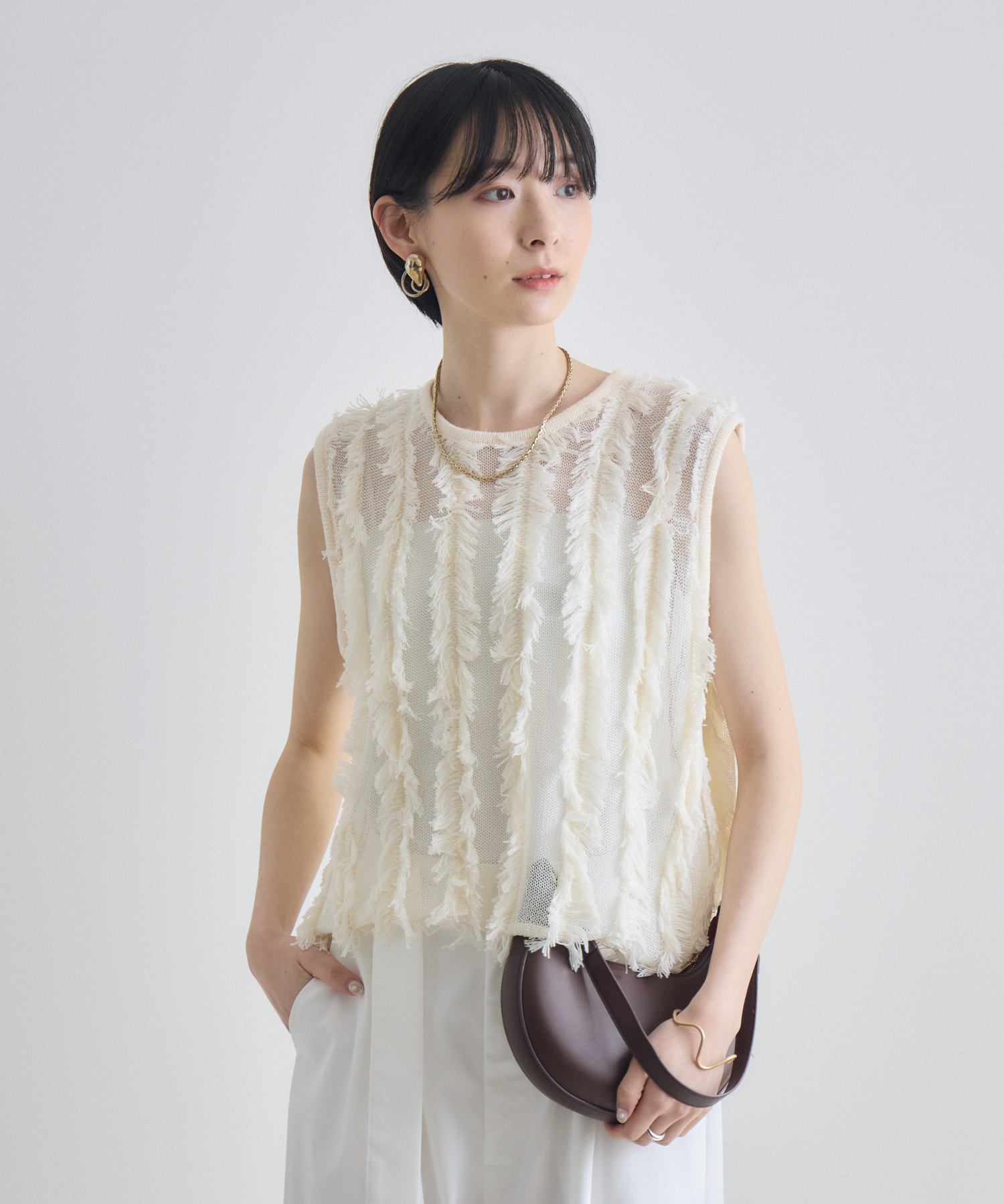LILLY LYNQUE ニットフリンジベスト | IKG crossing LILLY LYNQUE ニットフリンジベスト | IKG crossing
