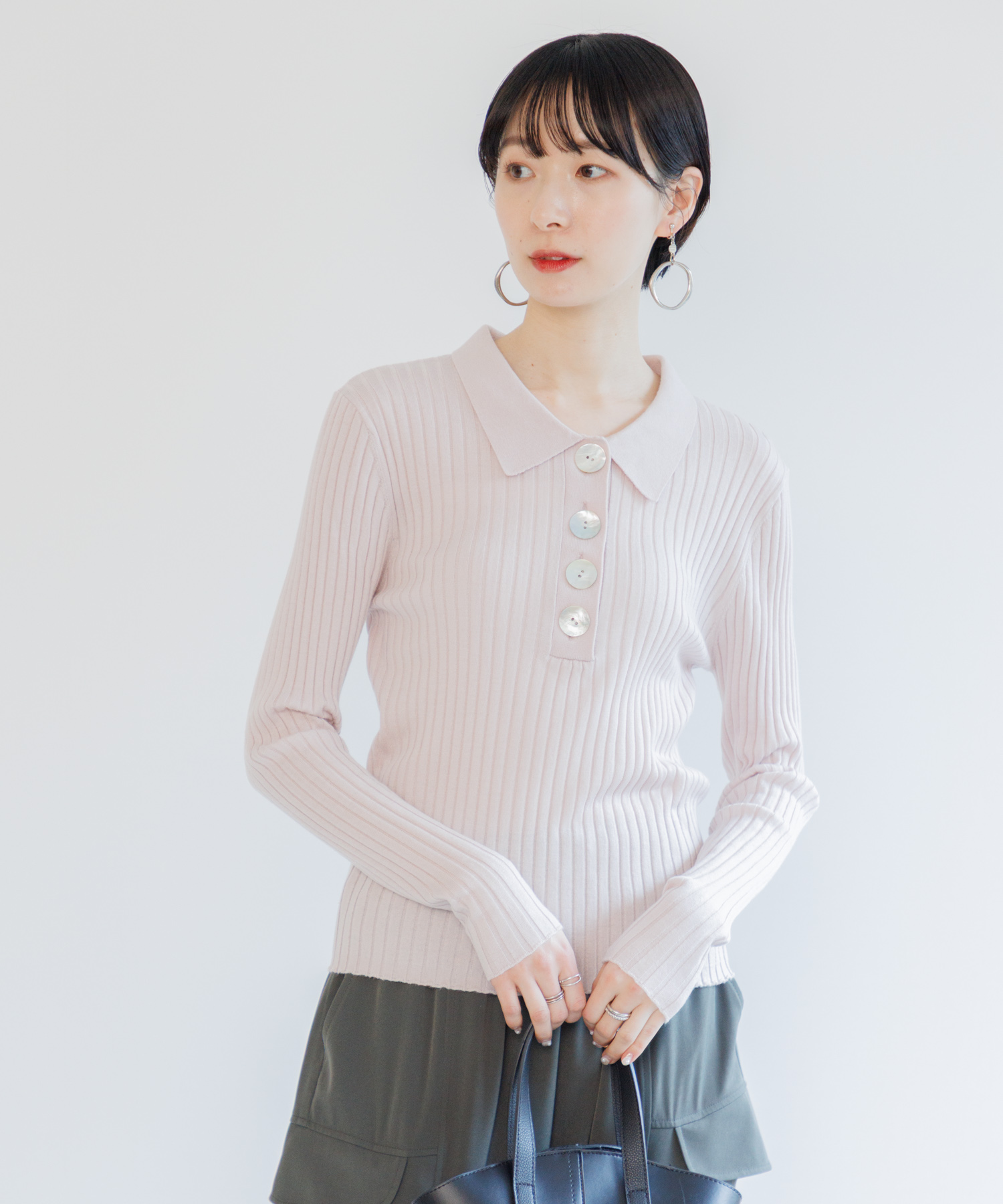 残りわずか】LILLY LYNQUE ビッグリブ釦トップス | IKG crossing