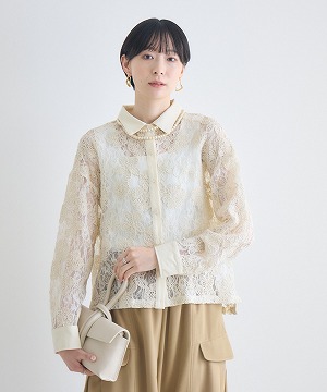 ナインアール rrrrrrrr オーガニックコットンシュリンクレースブラウス　M ブラウス・シャツ | IKG crossing