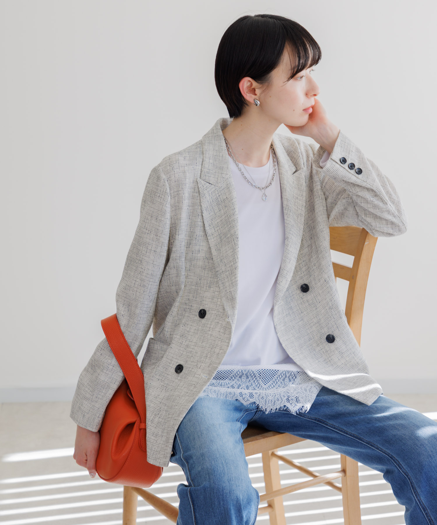 返品送料0円】Dignite Collier WEB限定シアーツイードジャケット | IKG