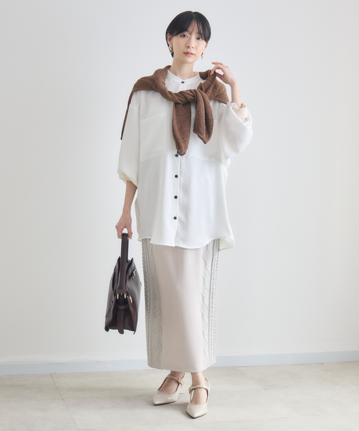 サイドケーブル編みスカート | IKG crossing