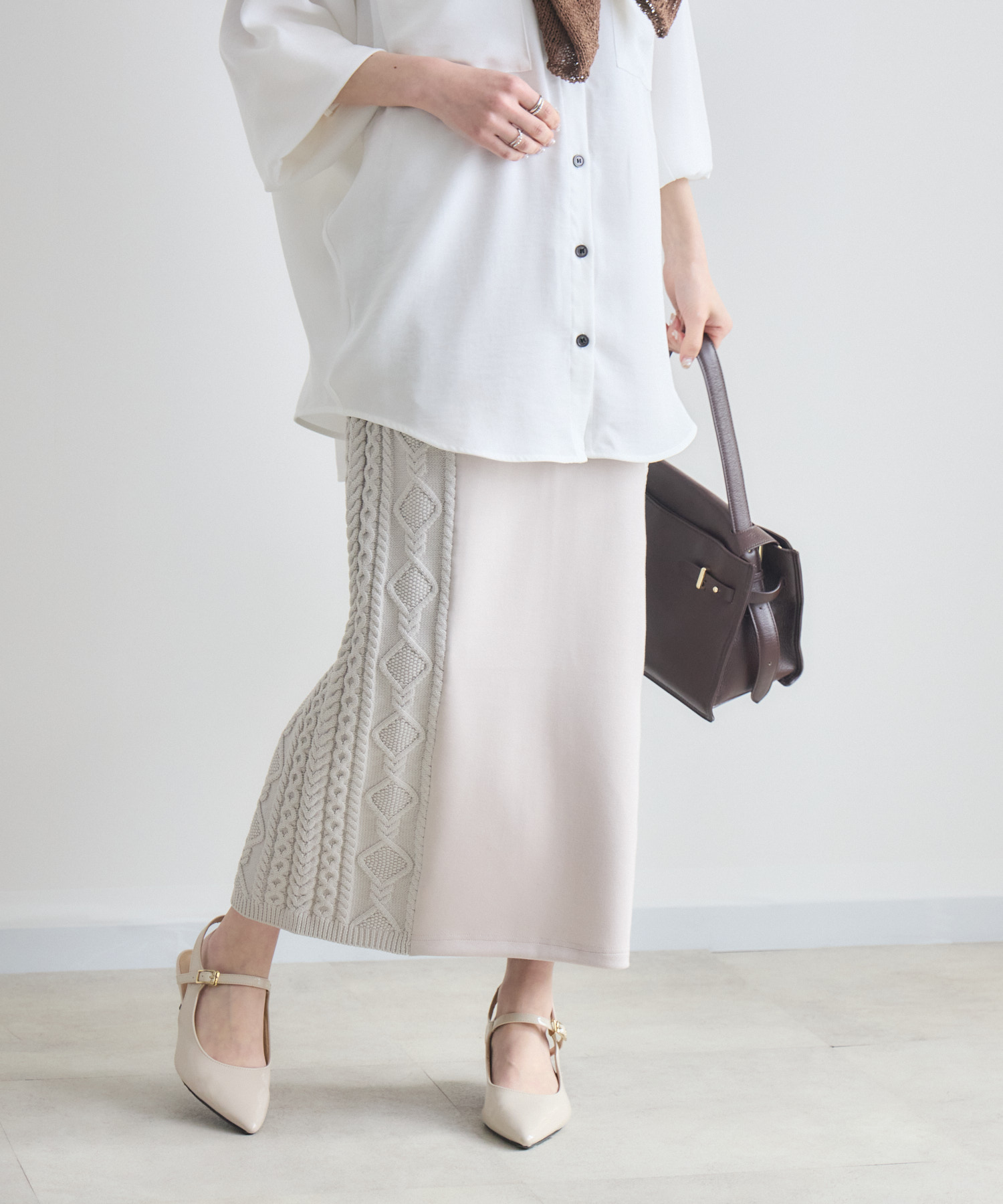 サイドケーブル編みスカート | IKG crossing