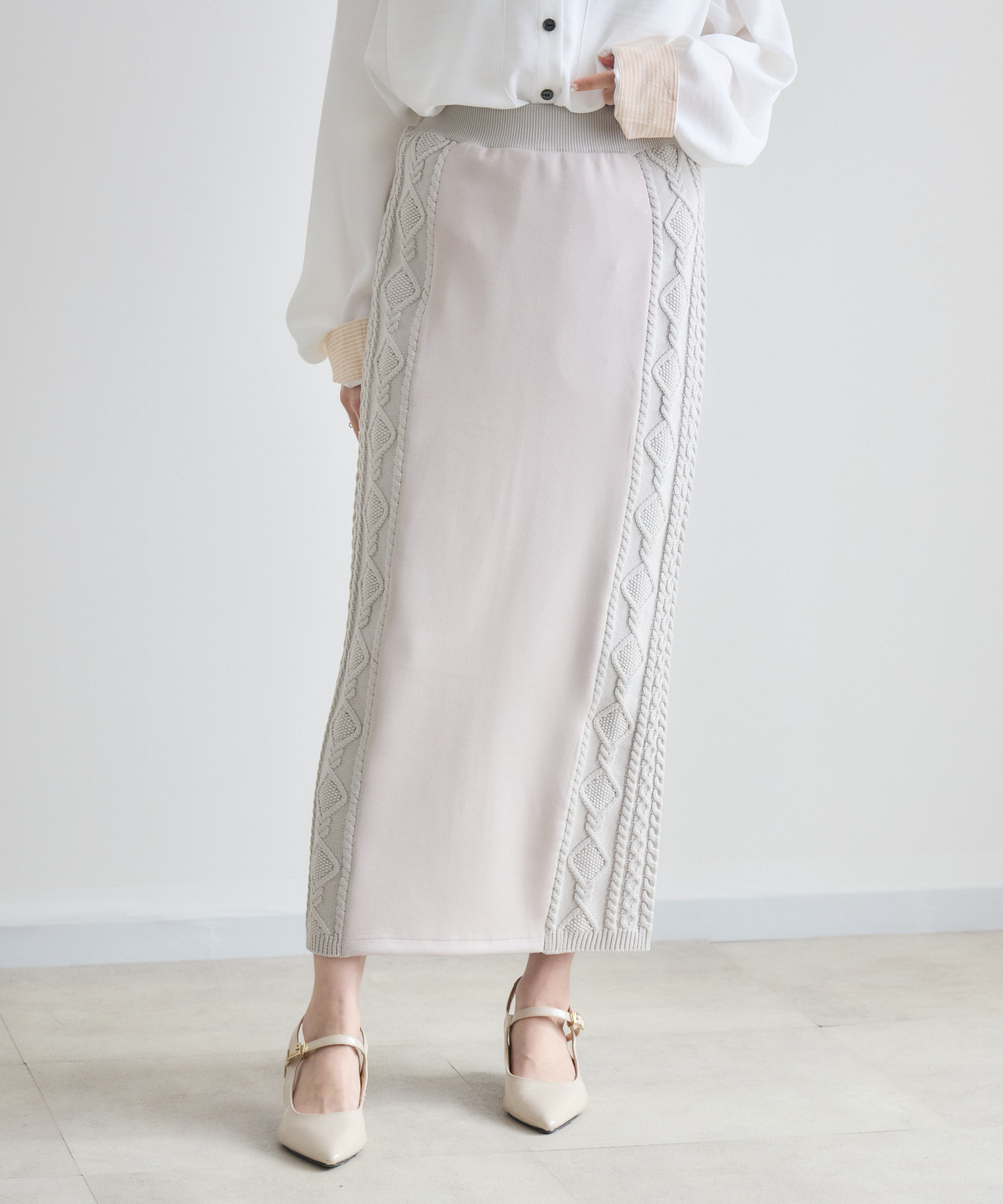 サイドケーブル編みスカート | IKG crossing